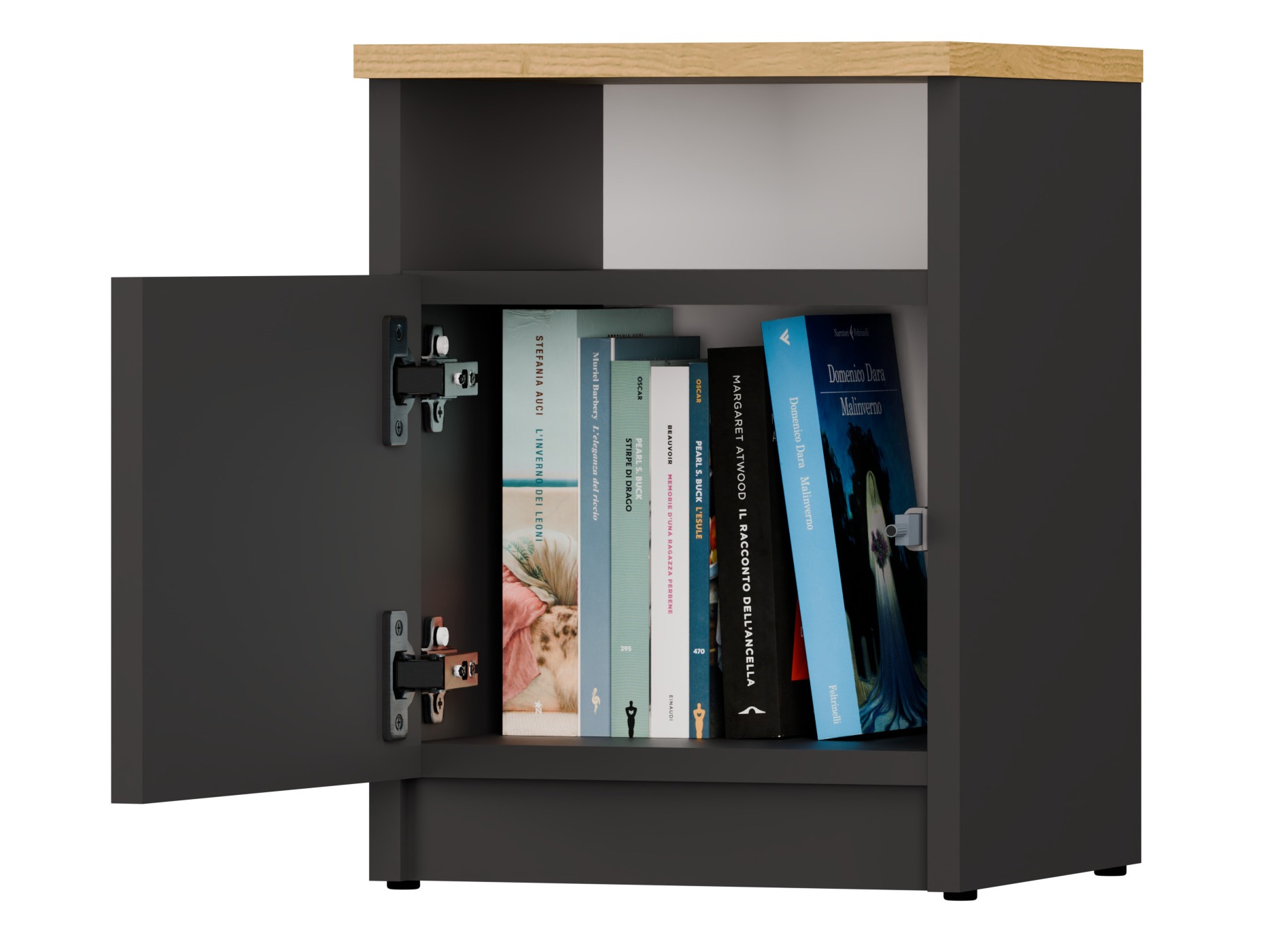 Noćni ormarić Mandeville 305 (Antricit (ugalj) + Zanatski hrast)