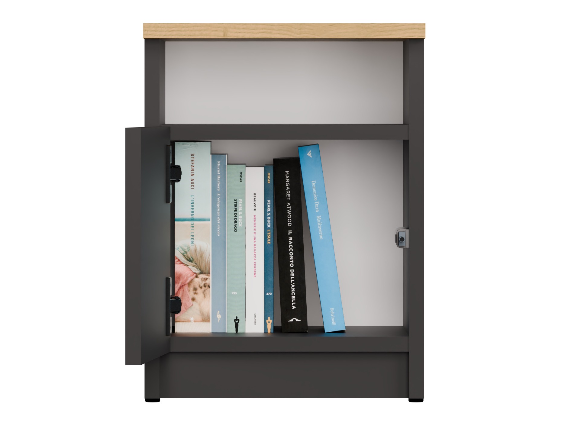 Noćni ormarić Mandeville 305 (Antricit (ugalj) + Zanatski hrast)