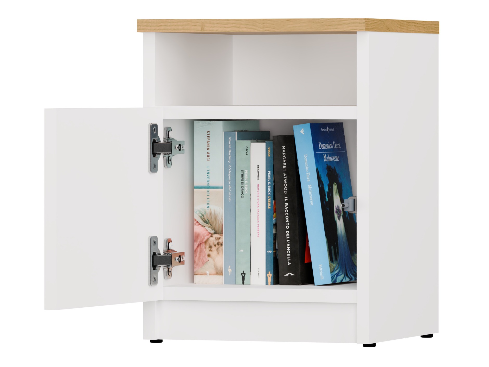 Noćni ormarić Mandeville 305 (Belo + Zanatski hrast)