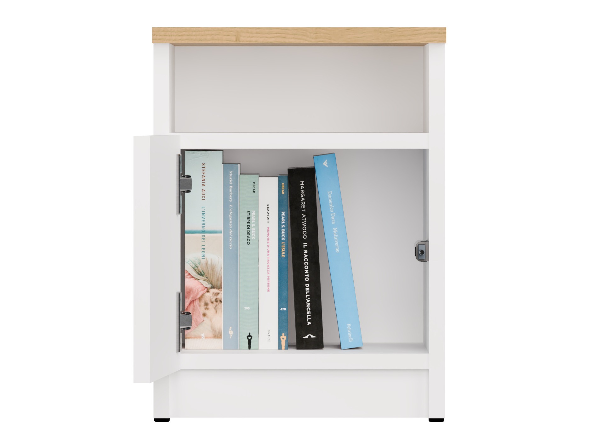 Noćni ormarić Mandeville 305 (Belo + Zanatski hrast)