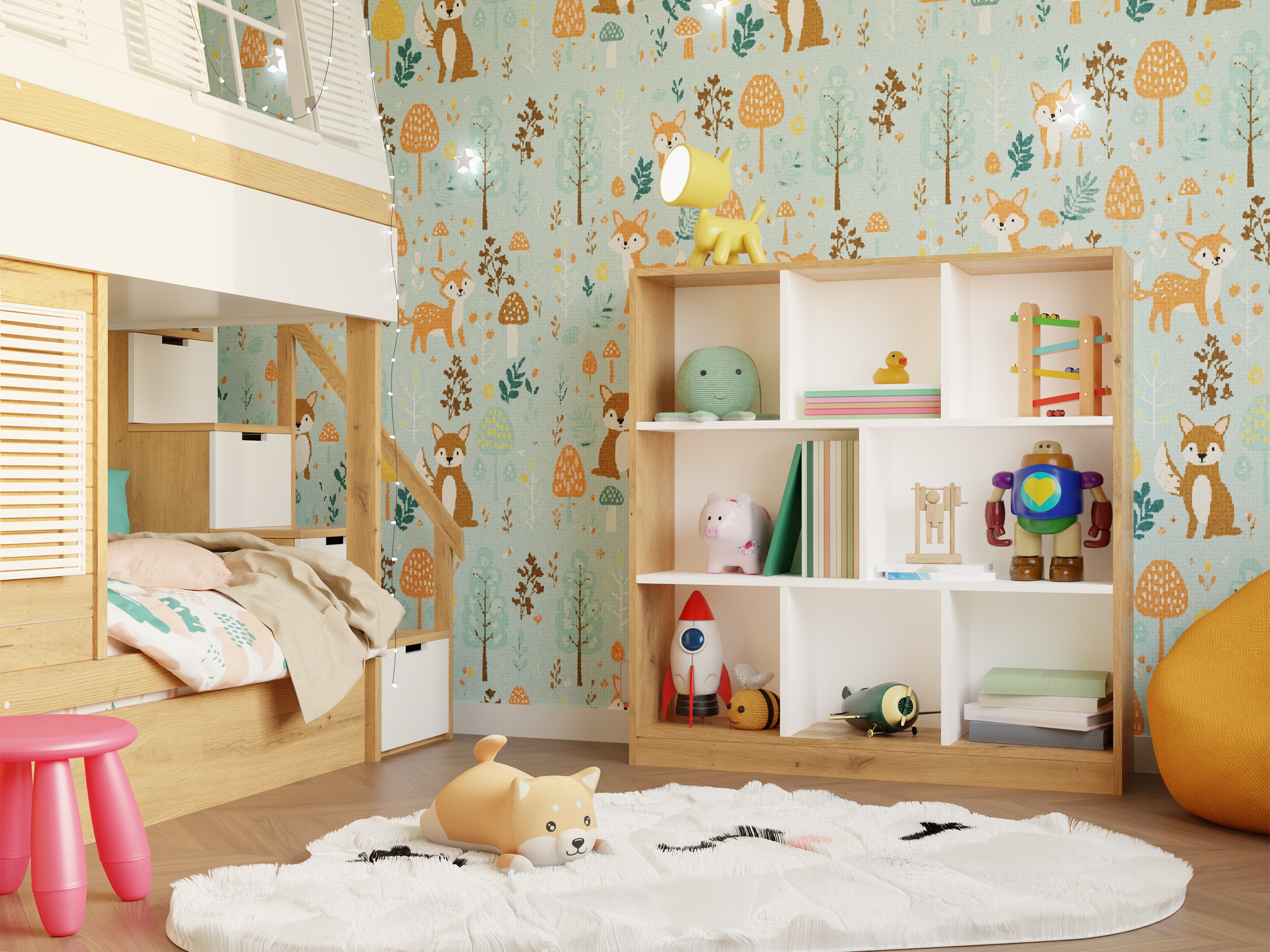 Polica Mandeville 307 (Belo + Zanatski hrast)