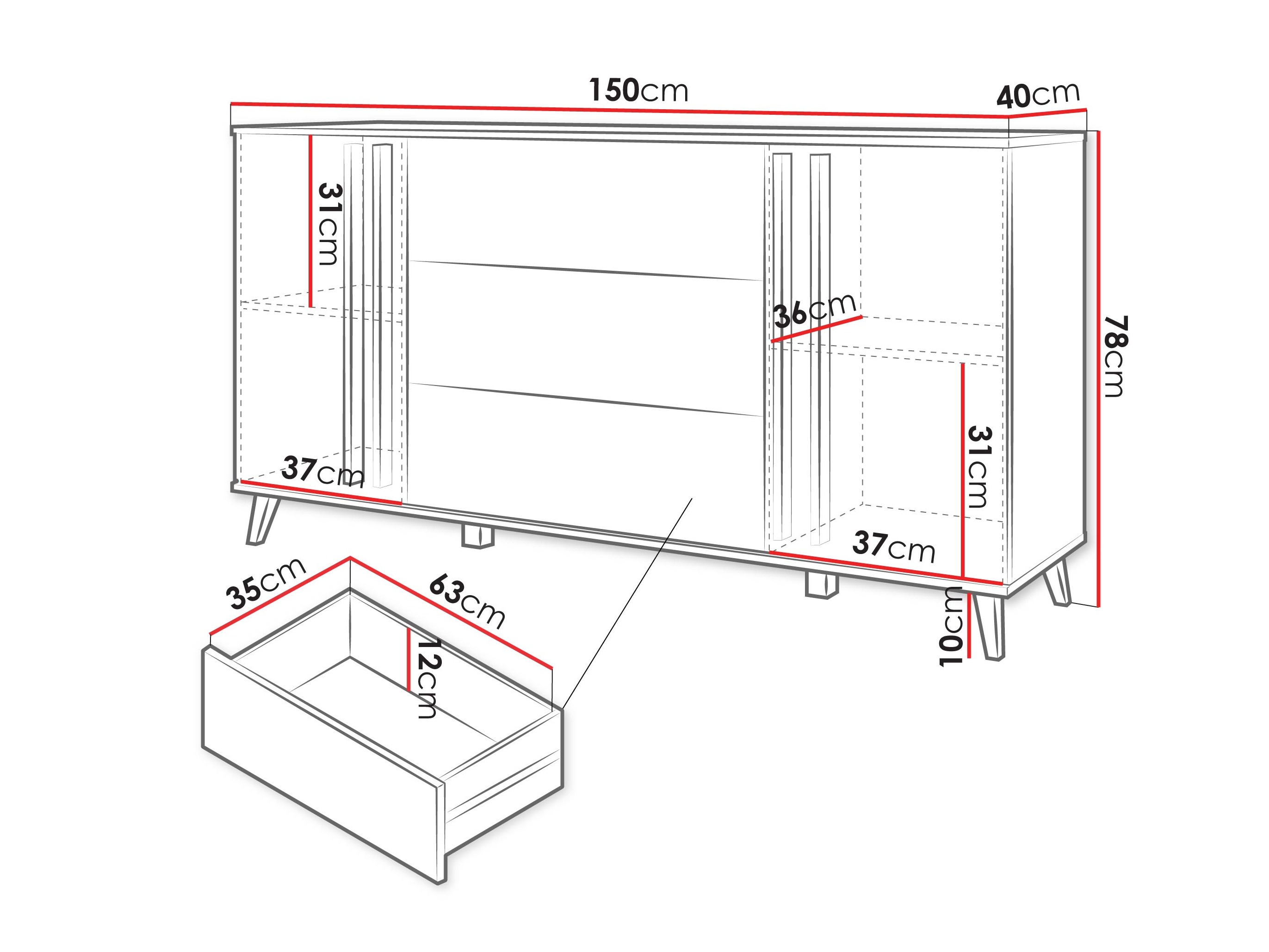 Komoda Temora 100 (Zanatski hrast + Graphite)