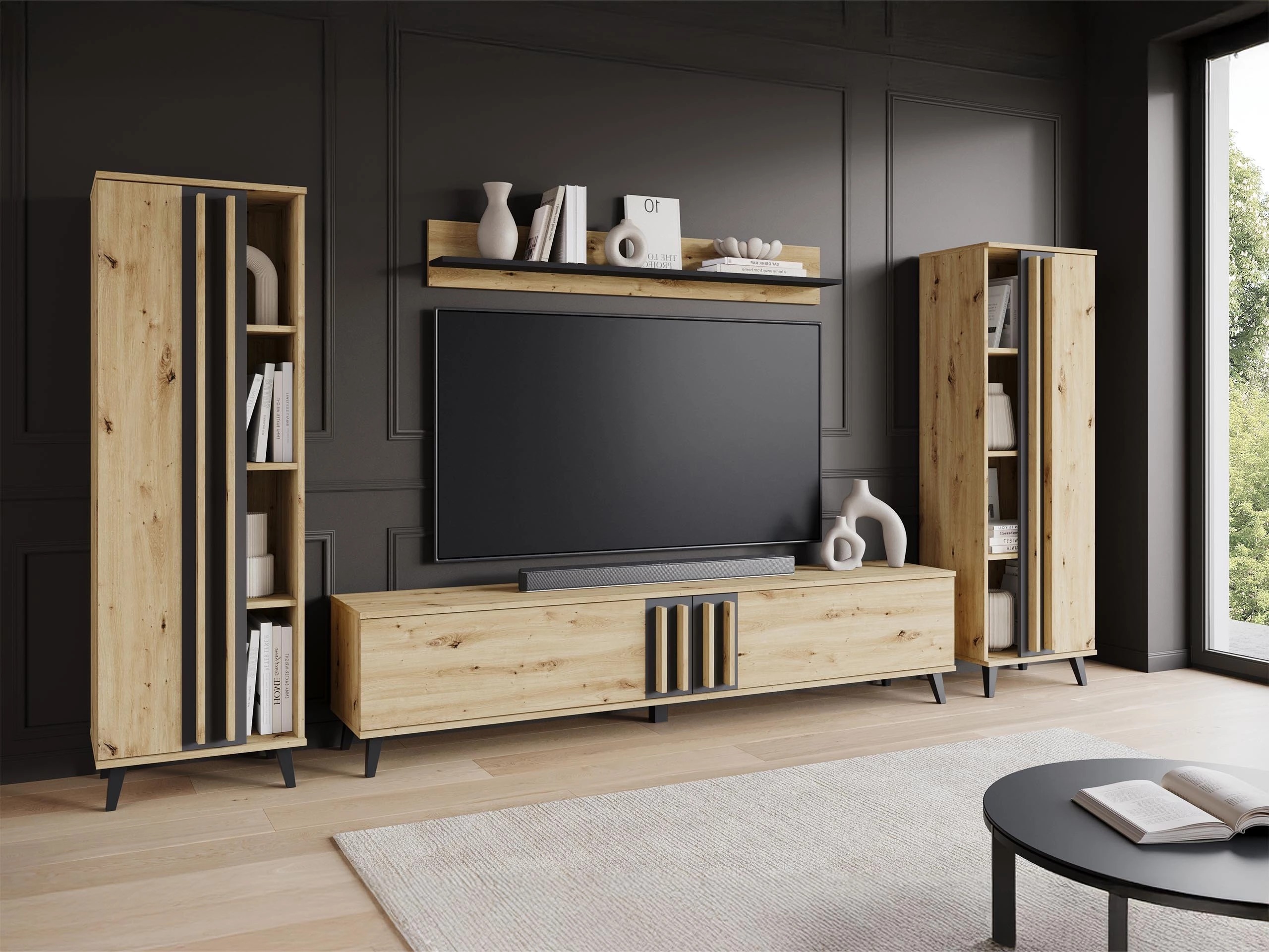 Set za dnevnu sobu Temora 102 (Zanatski hrast + Graphite)