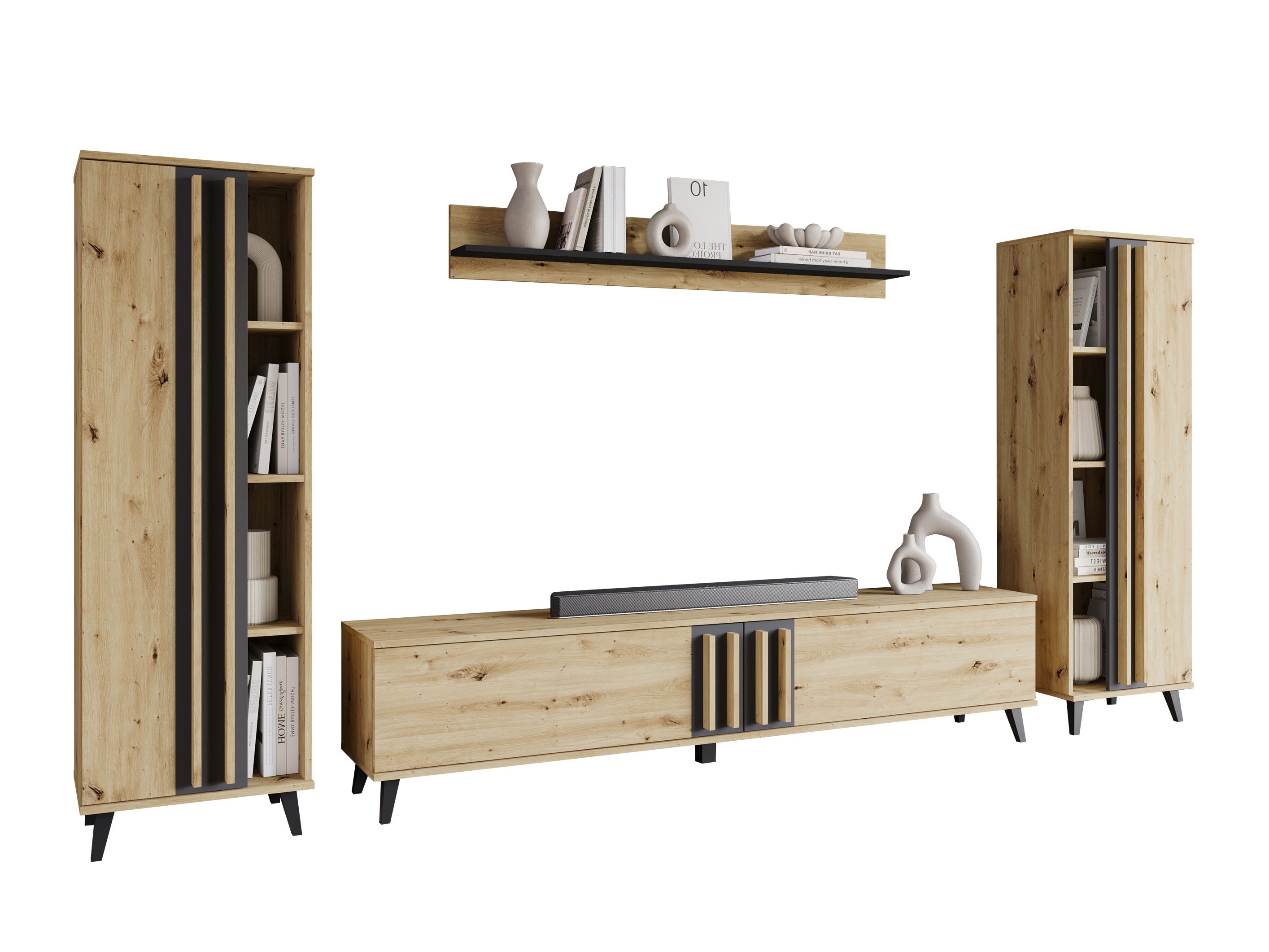 Set za dnevnu sobu Temora 102 (Zanatski hrast + Graphite)