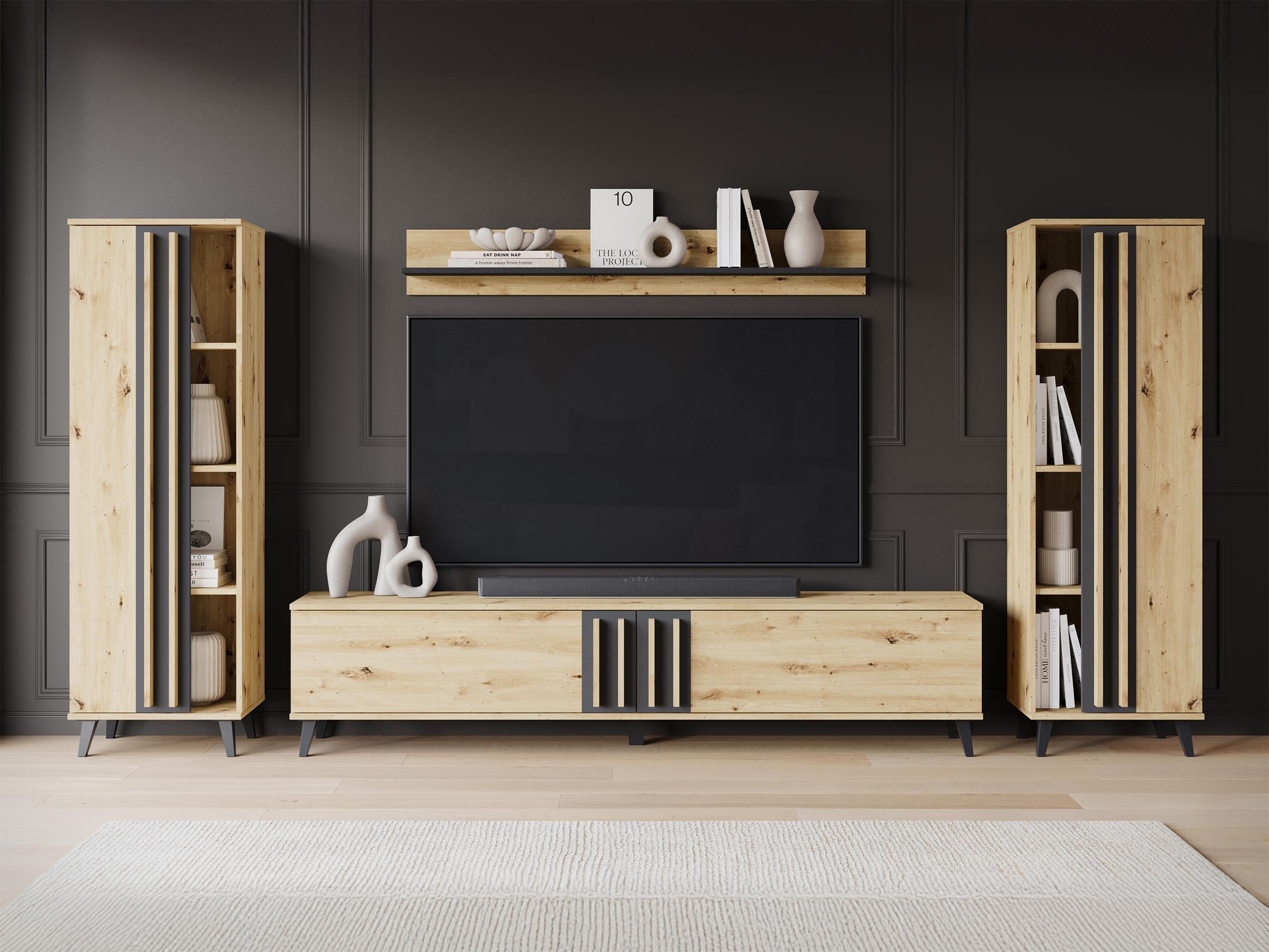 Set za dnevnu sobu Temora 102 (Zanatski hrast + Graphite)