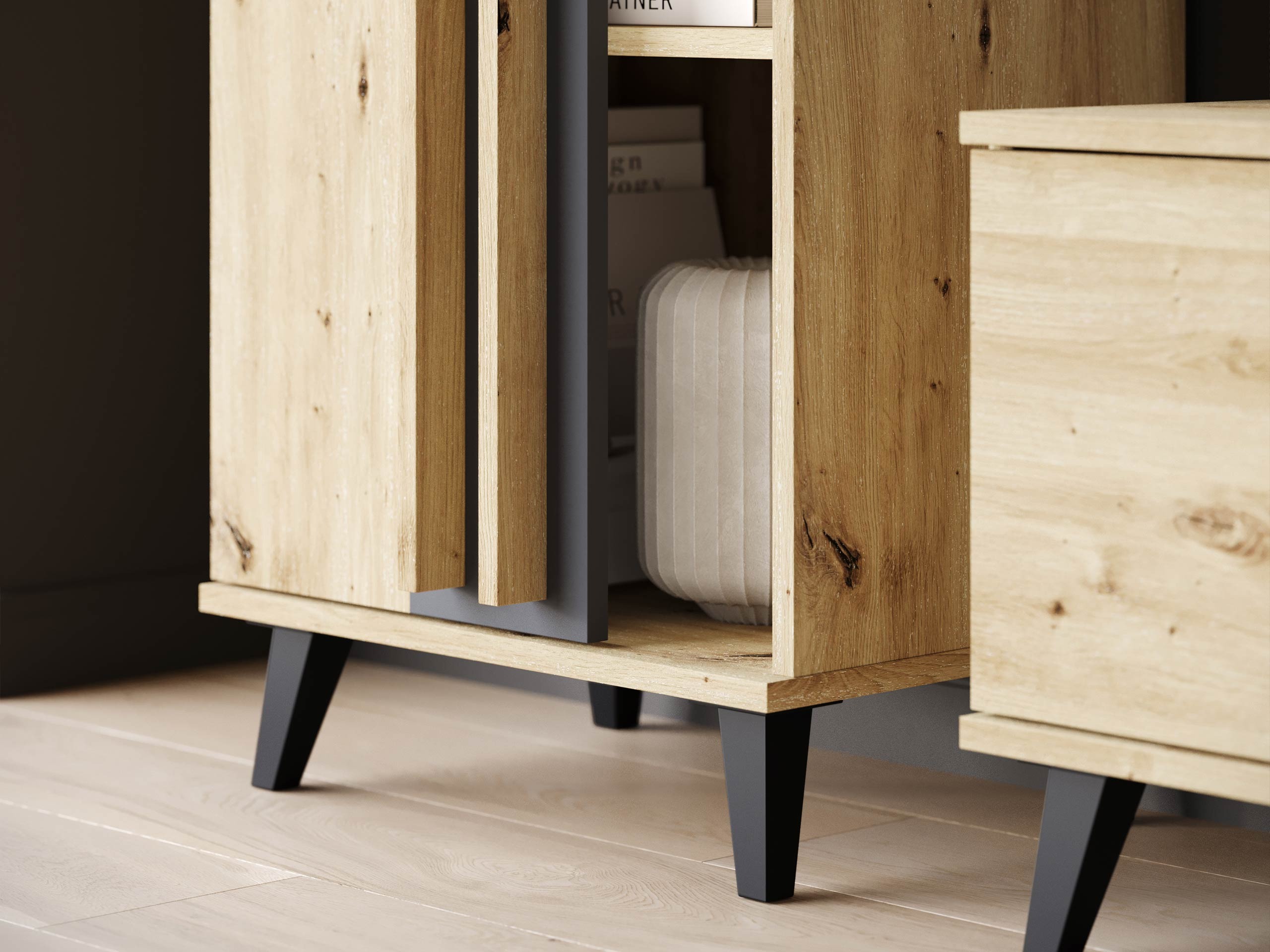 Set za dnevnu sobu Temora 102 (Zanatski hrast + Graphite)