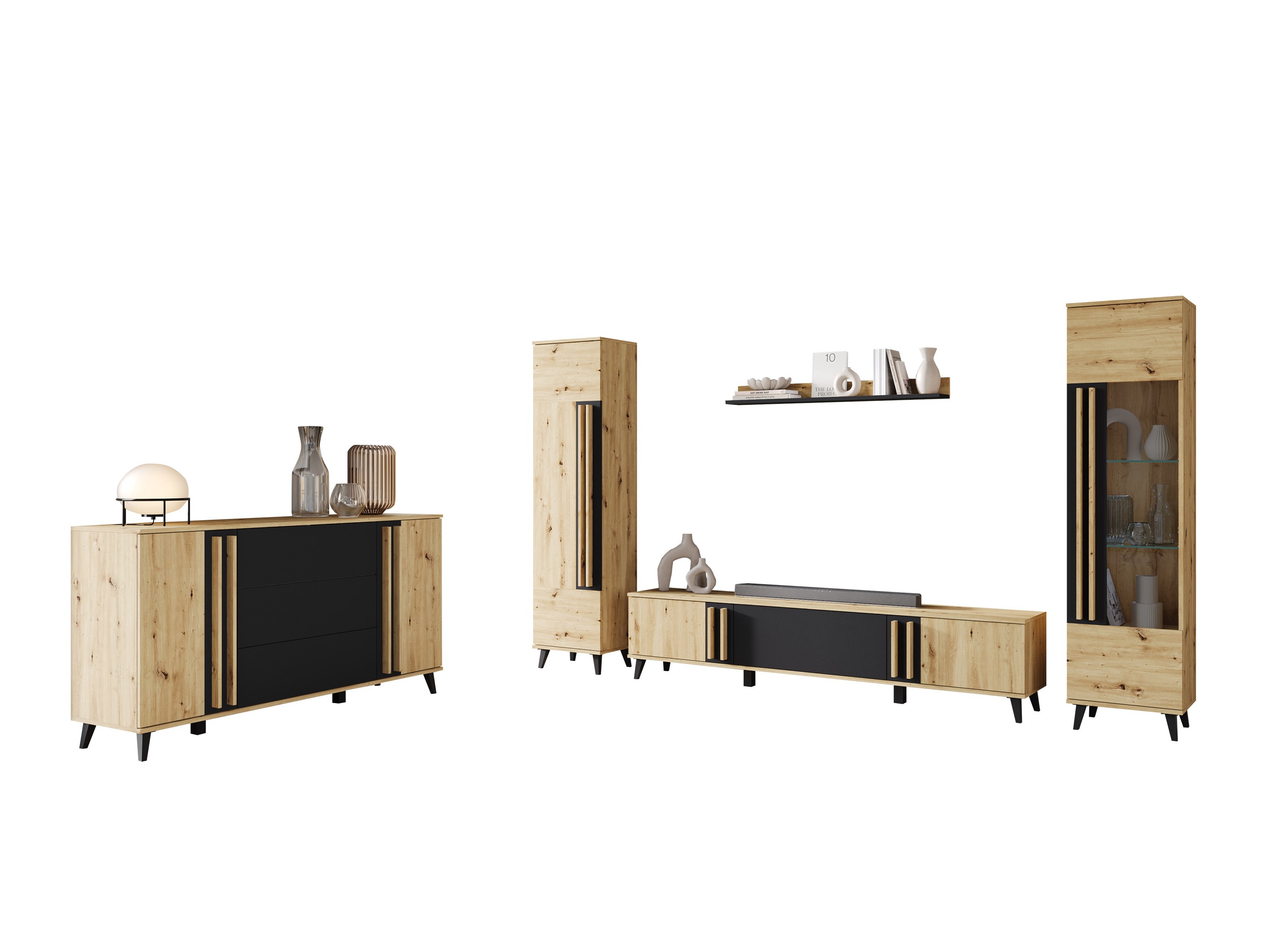 Set za dnevnu sobu Facetor IV (Artisan hrast + Grafit)