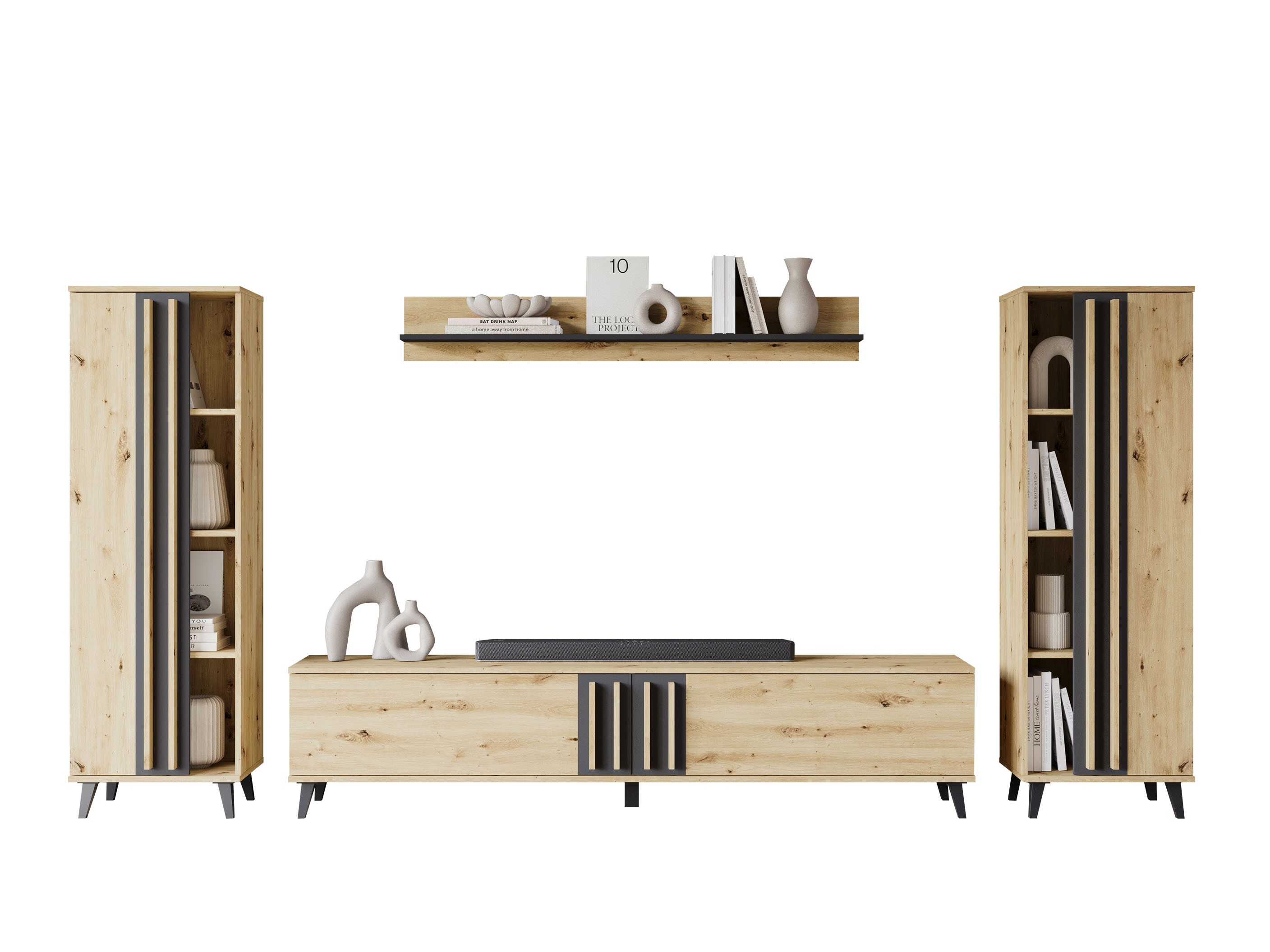 Set za dnevnu sobu Temora 102 (Zanatski hrast + Graphite)