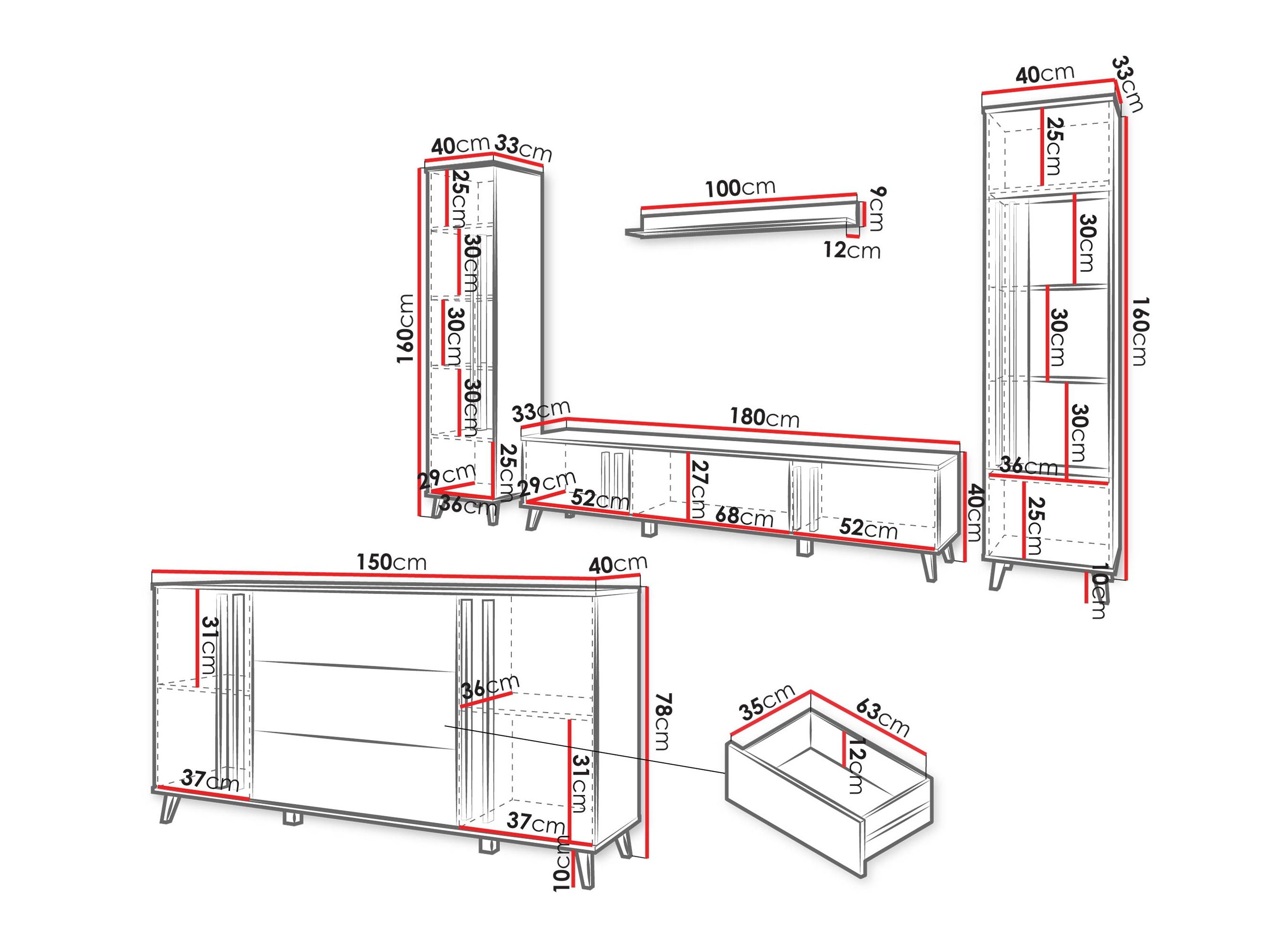 Set za dnevnu sobu Temora 105 (Graphite)
