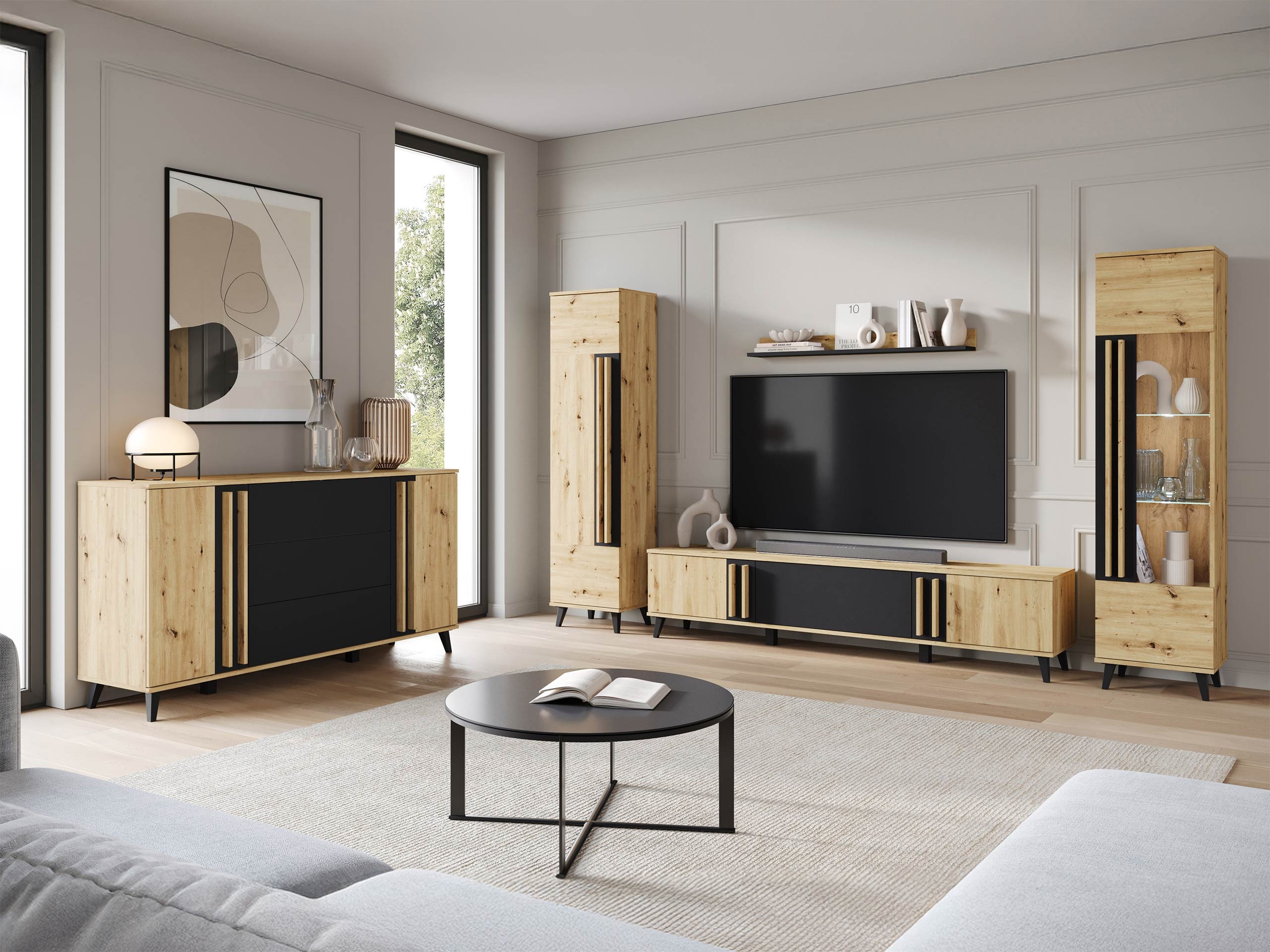 Set za dnevnu sobu Temora 105 (Zanatski hrast + Graphite)