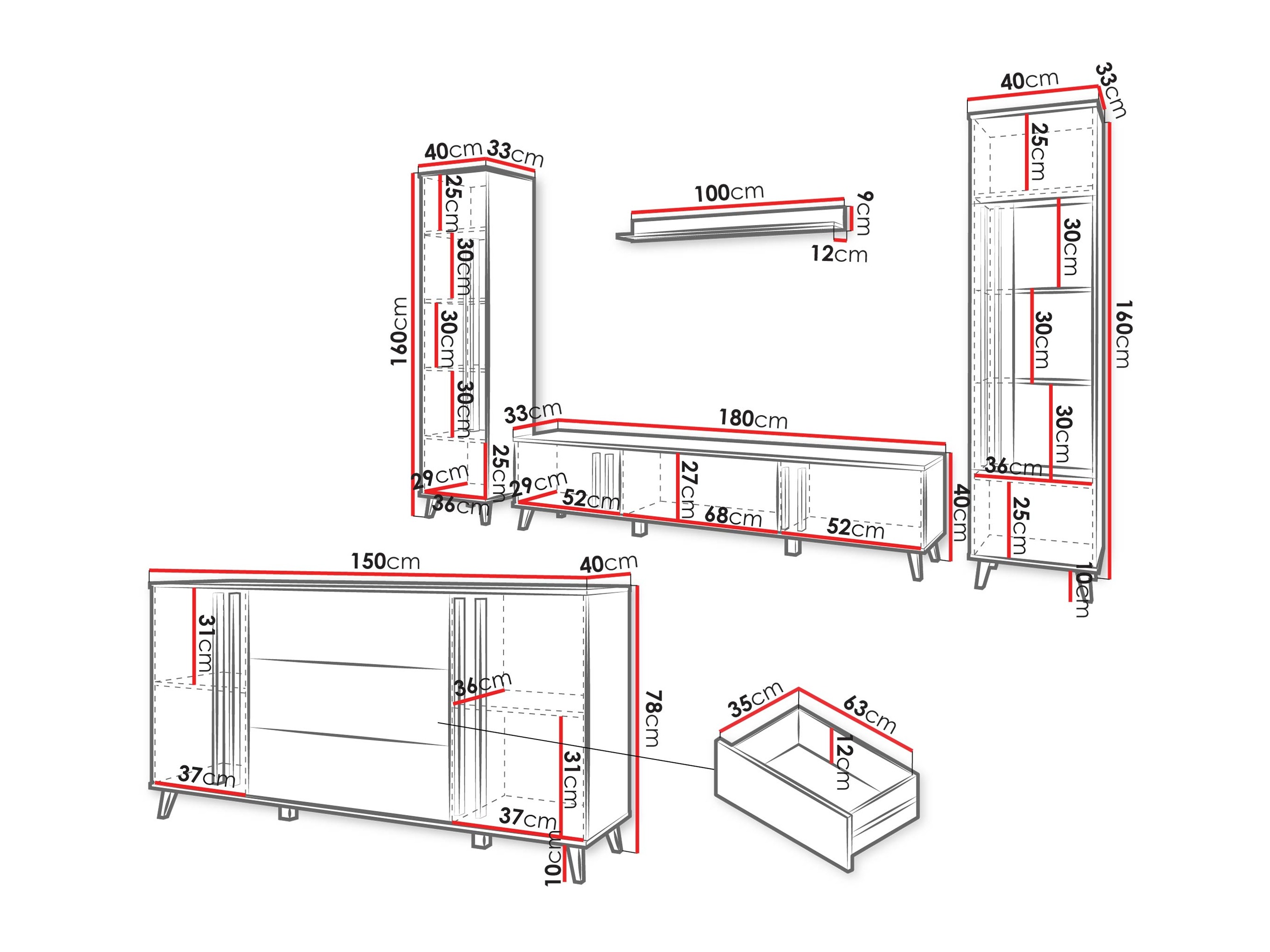 Set za dnevnu sobu Temora 105 (Zanatski hrast + Graphite)