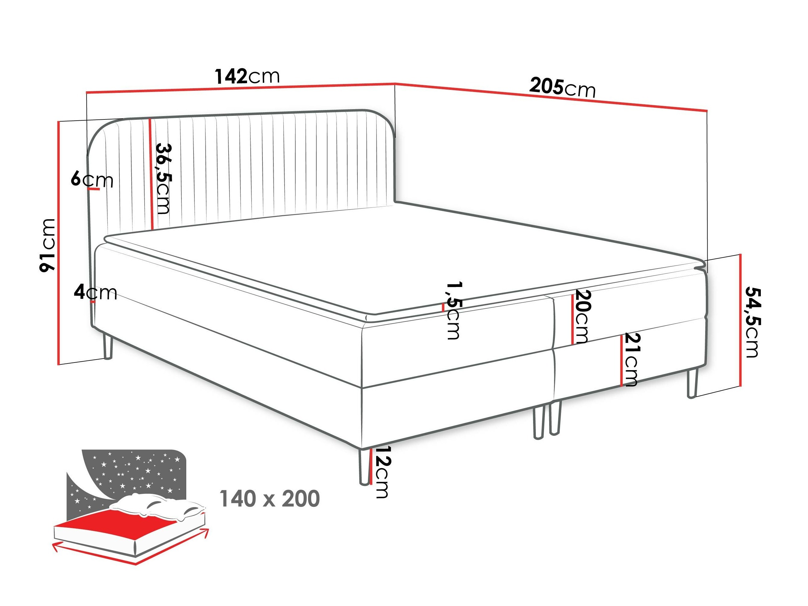 Boxspring krevet Rivus (Coral 75)