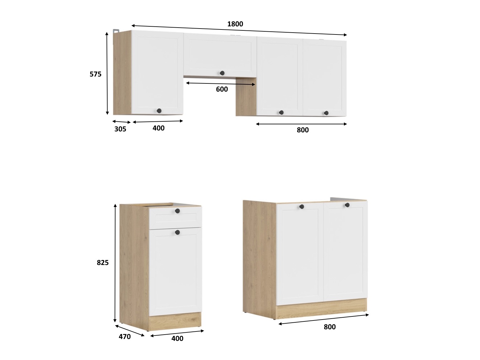 Modularni kuhinjski set Classic White Oak 117