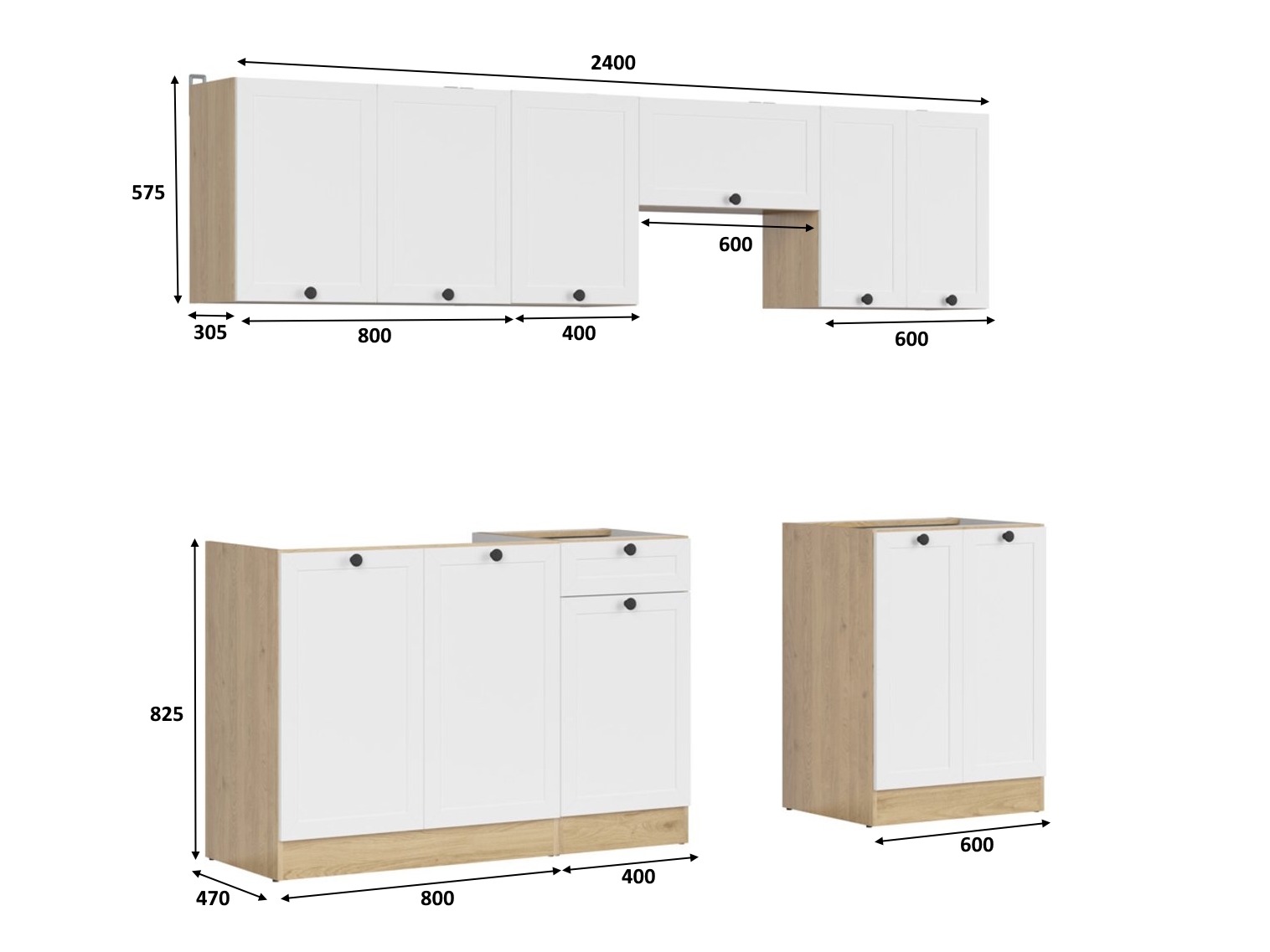Modularni kuhinjski set Classic White Oak 118