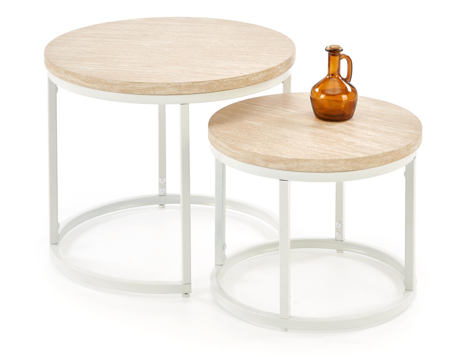 Set stočića za kafu Houston 951 (Svetli travertin + Belo)