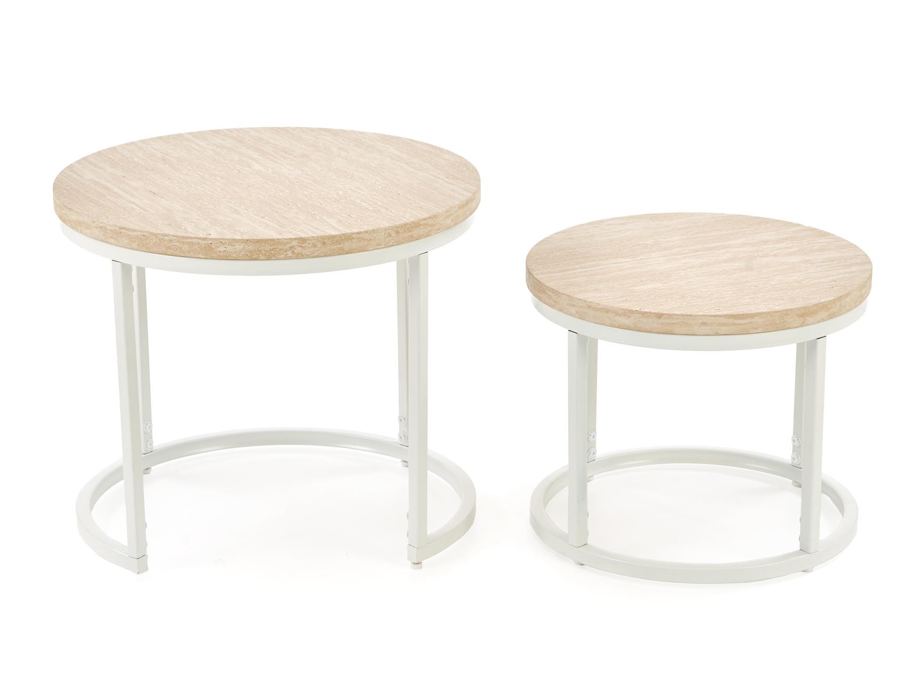 Set stočića za kafu Houston 951 (Svetli travertin + Belo)