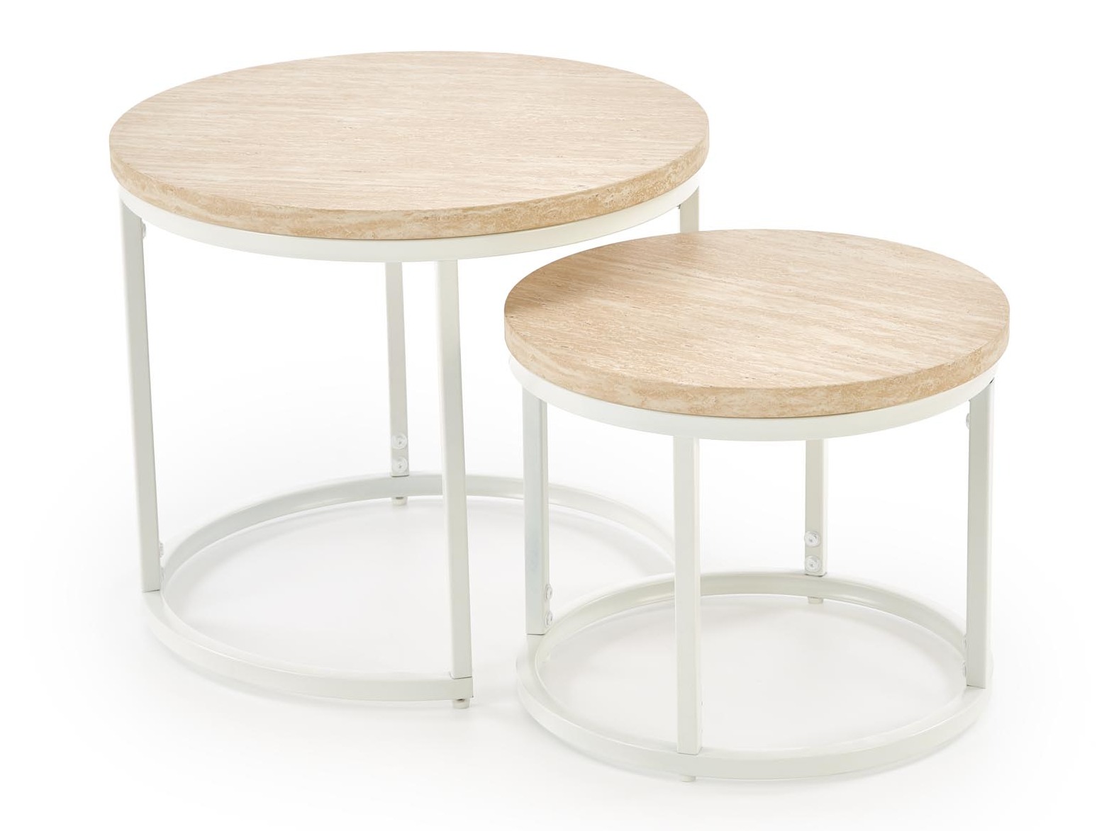 Set stočića za kafu Houston 951 (Svetli travertin + Belo)