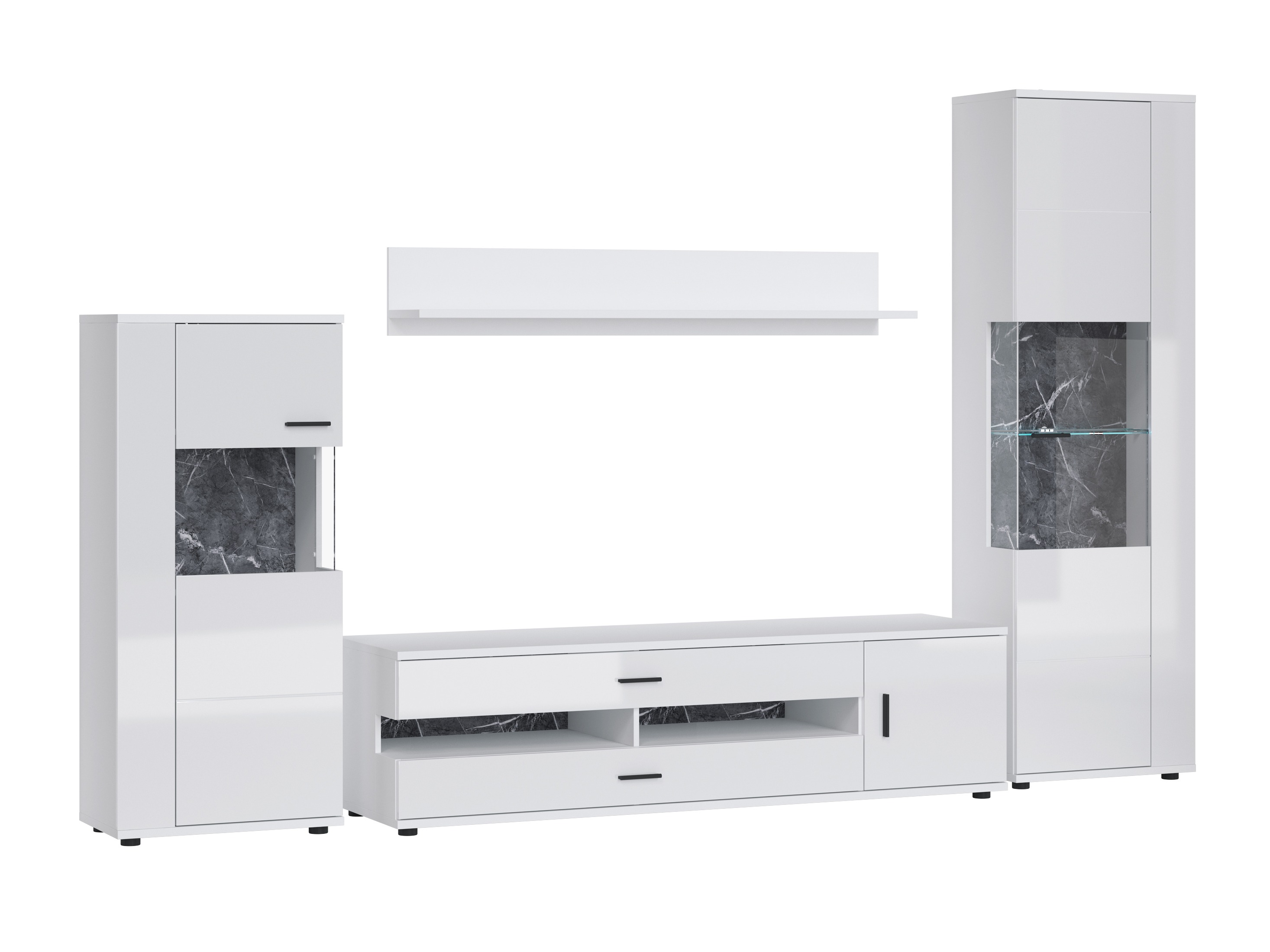 Set za dnevnu sobu Ontario 161 (Sjajno belo + Belo)