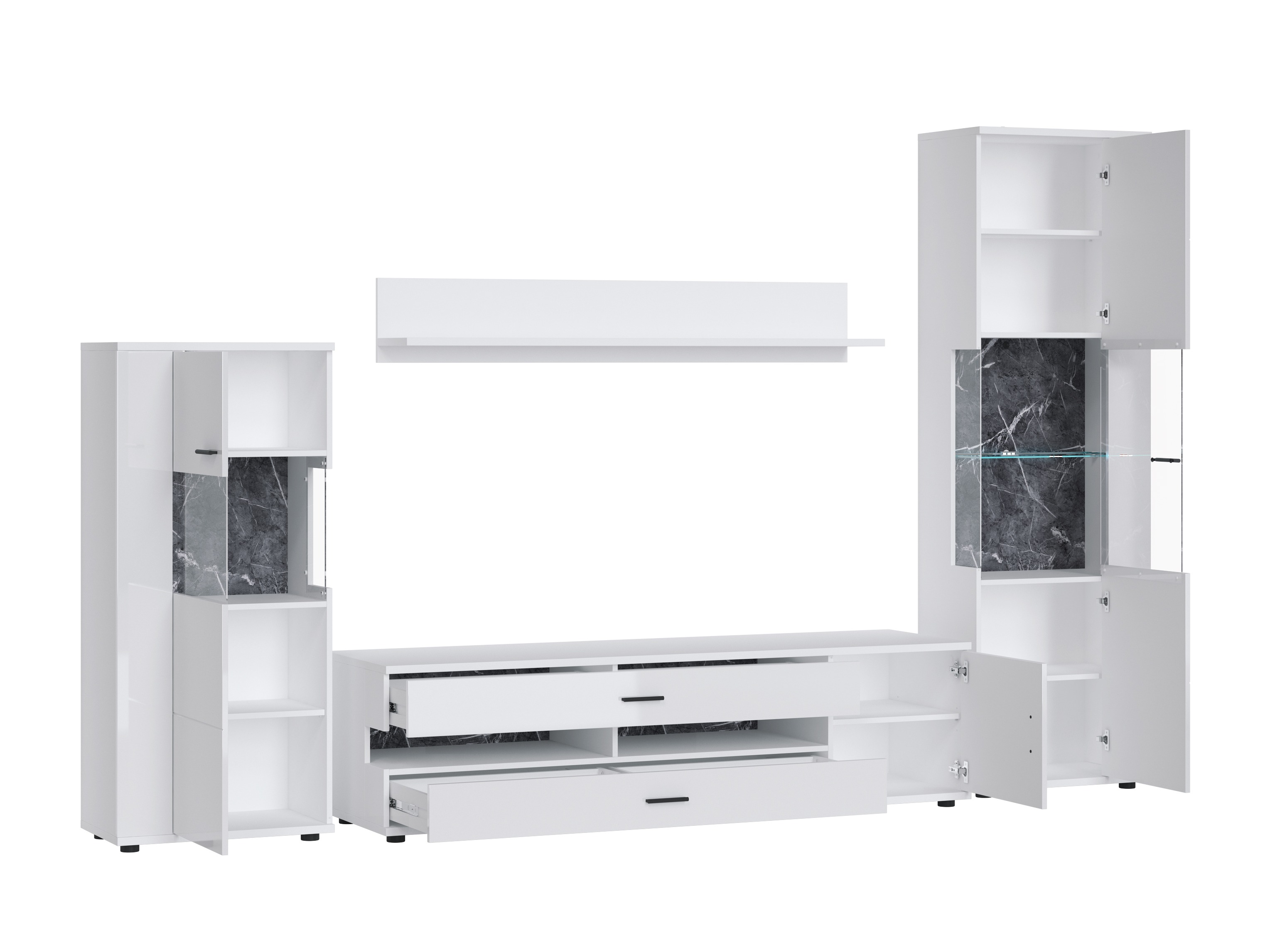 Set za dnevnu sobu Ontario 161 (Sjajno belo + Belo)