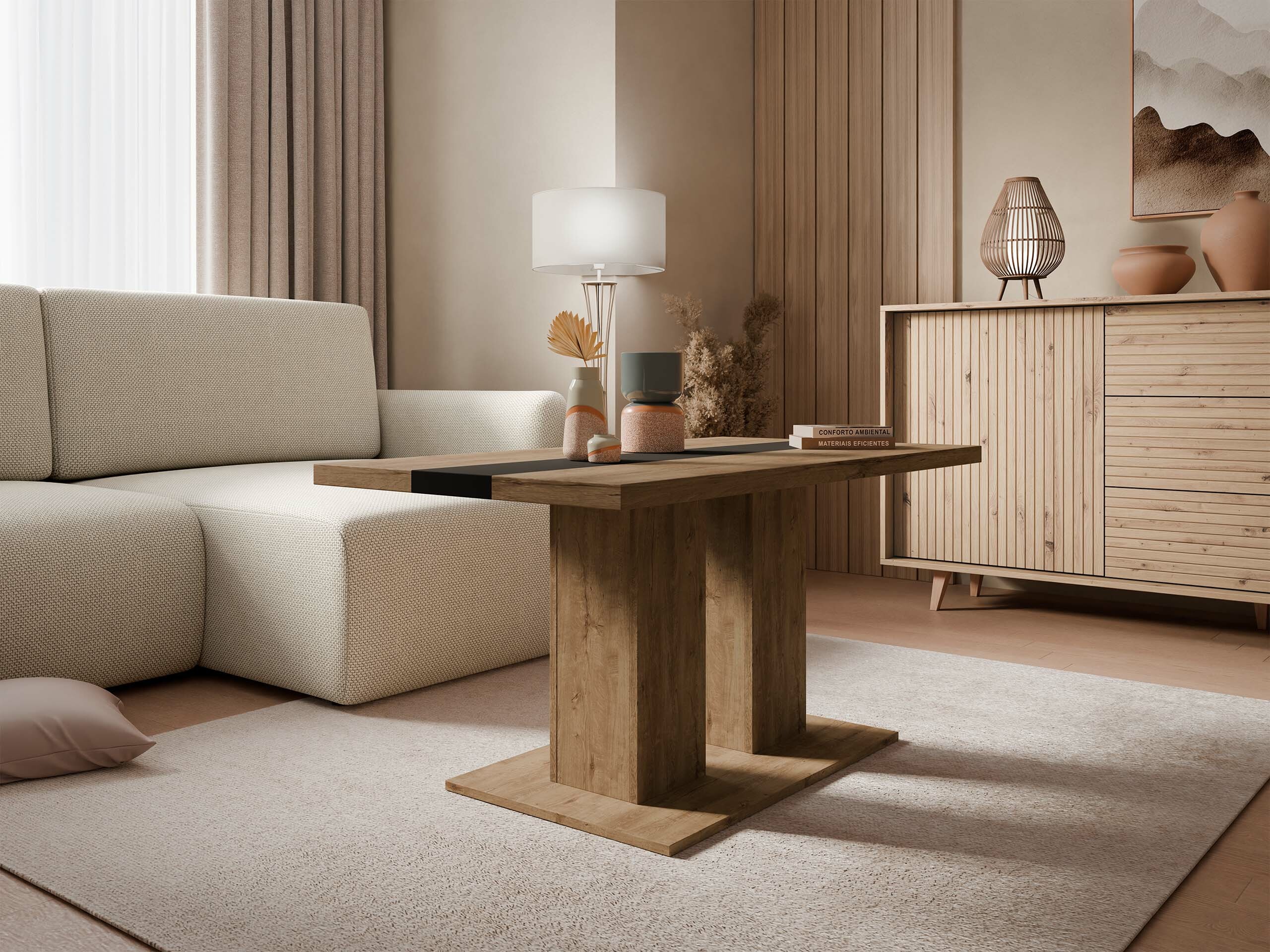 Stočić za kafu Tucson 147 (Храст лефкас + Crno)