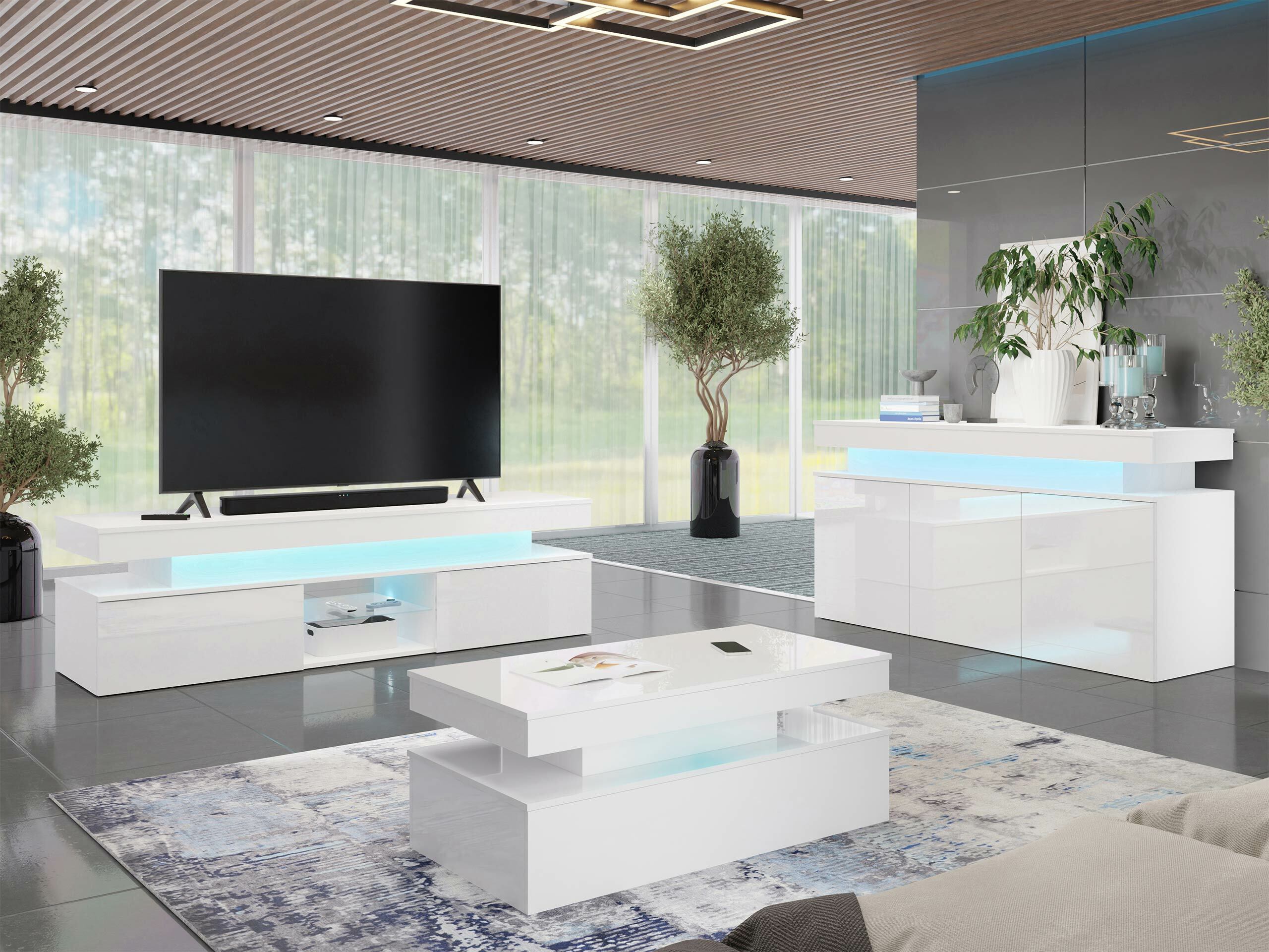 TV komoda Monfero (Belo + Sjajno belo)