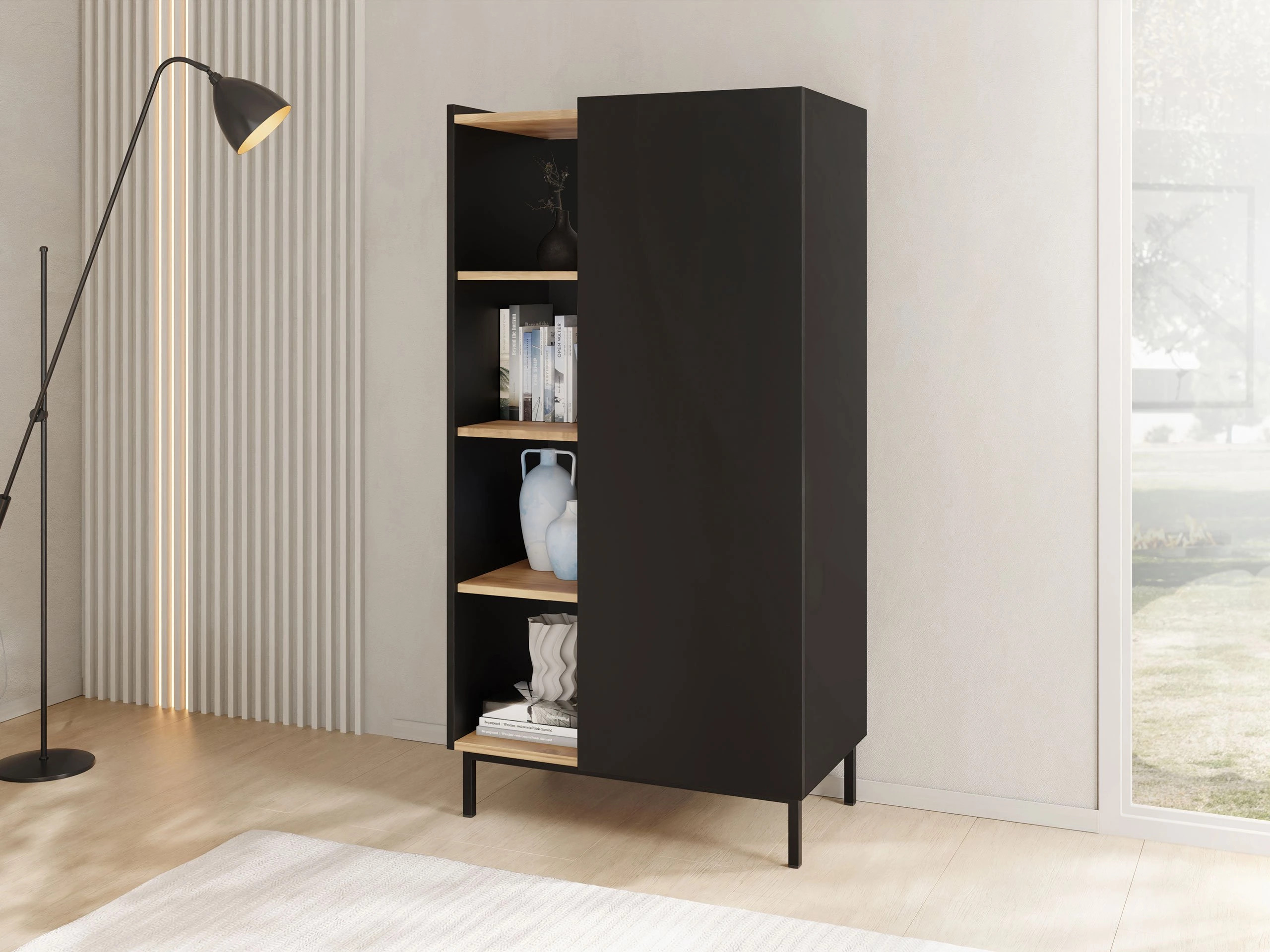 Polica Veldome 101 (Crno + Svetlobraon)