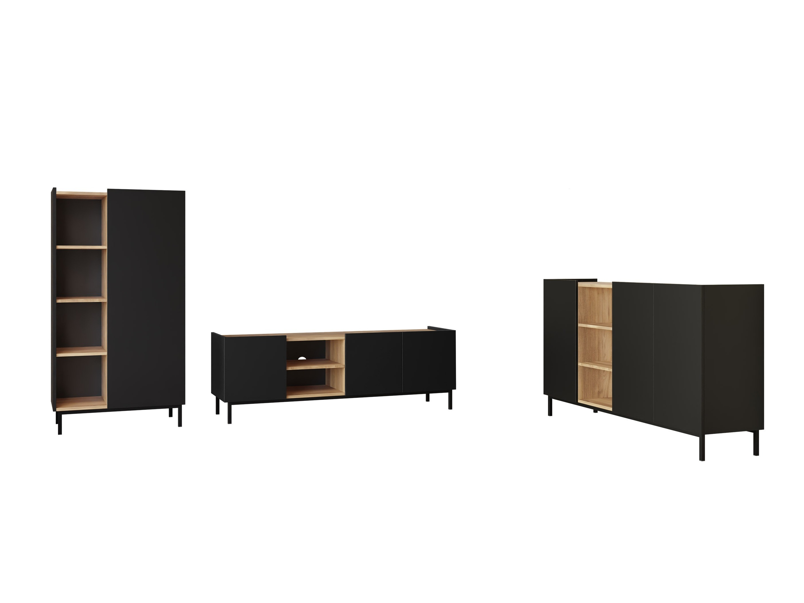 Set za dnevnu sobu Veldome 103 (Crno + Svetlobraon)