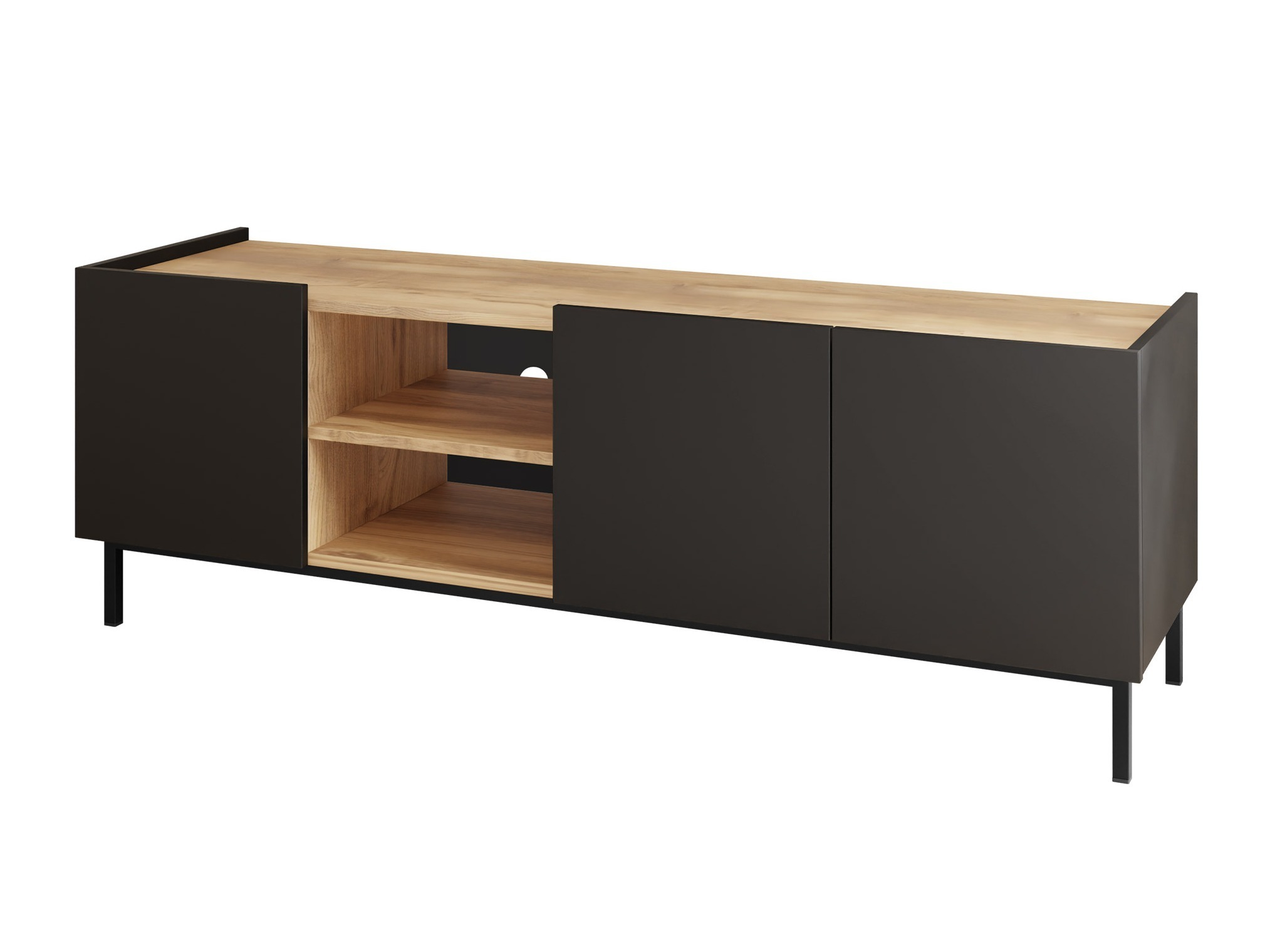 TV komoda Veldome 102 (Crno + Svetlo smeđa)