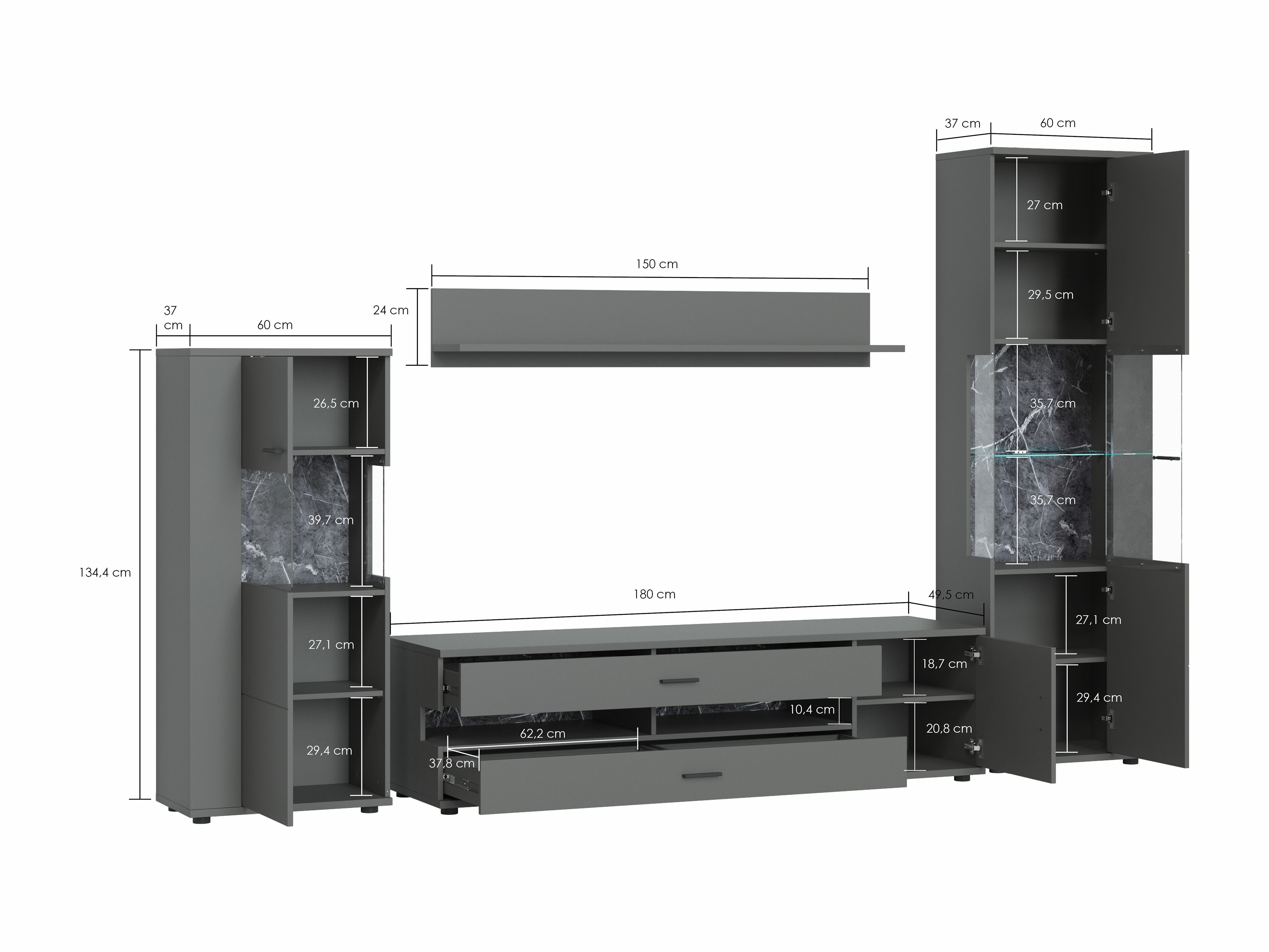 Set za dnevnu sobu Ontario 161 (Graphite)