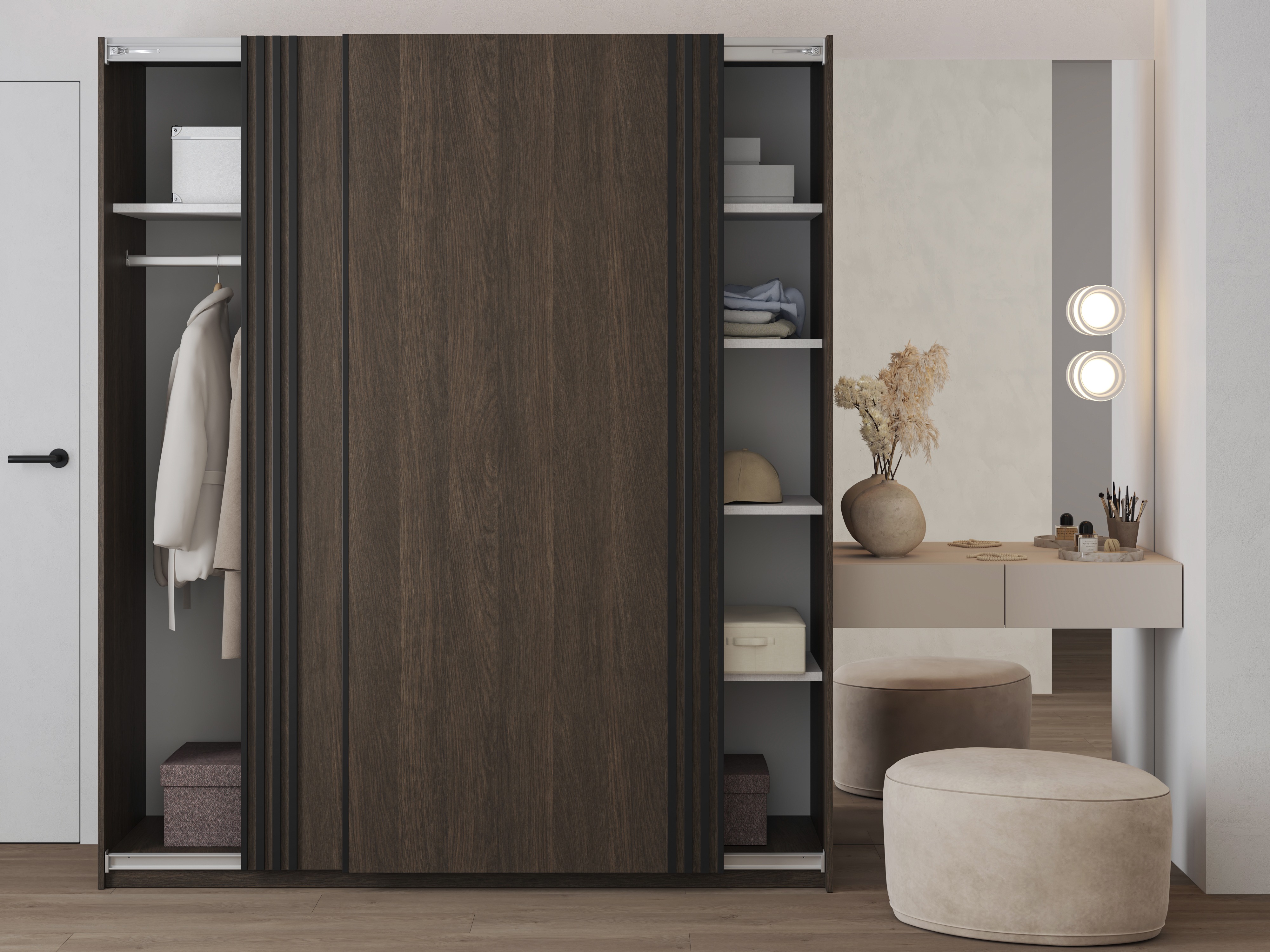 Ormar Austin 372 (Tamni hrast + Crno)