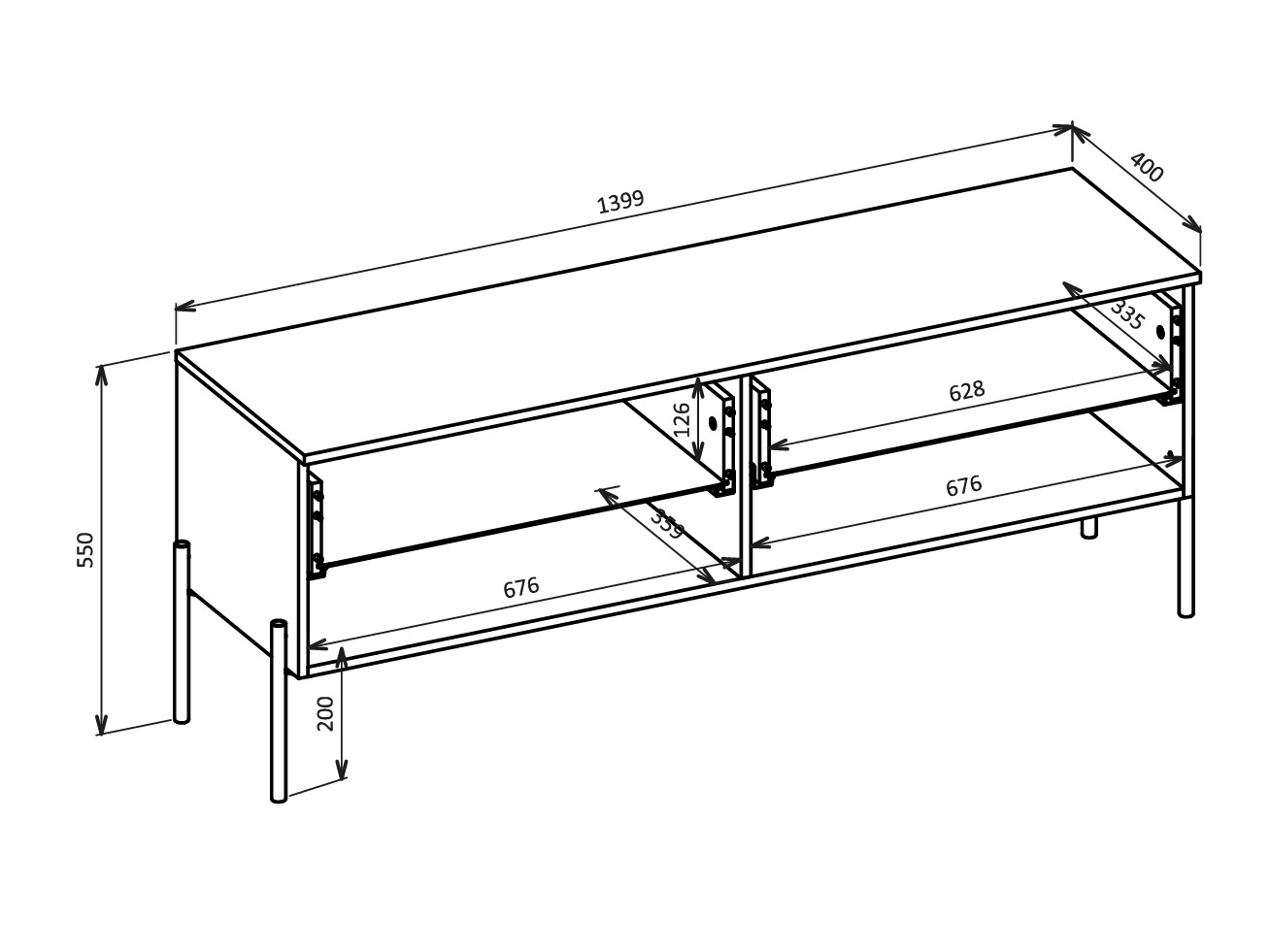 TV komoda Levtenu 108 (Hrast + Kašmir)
