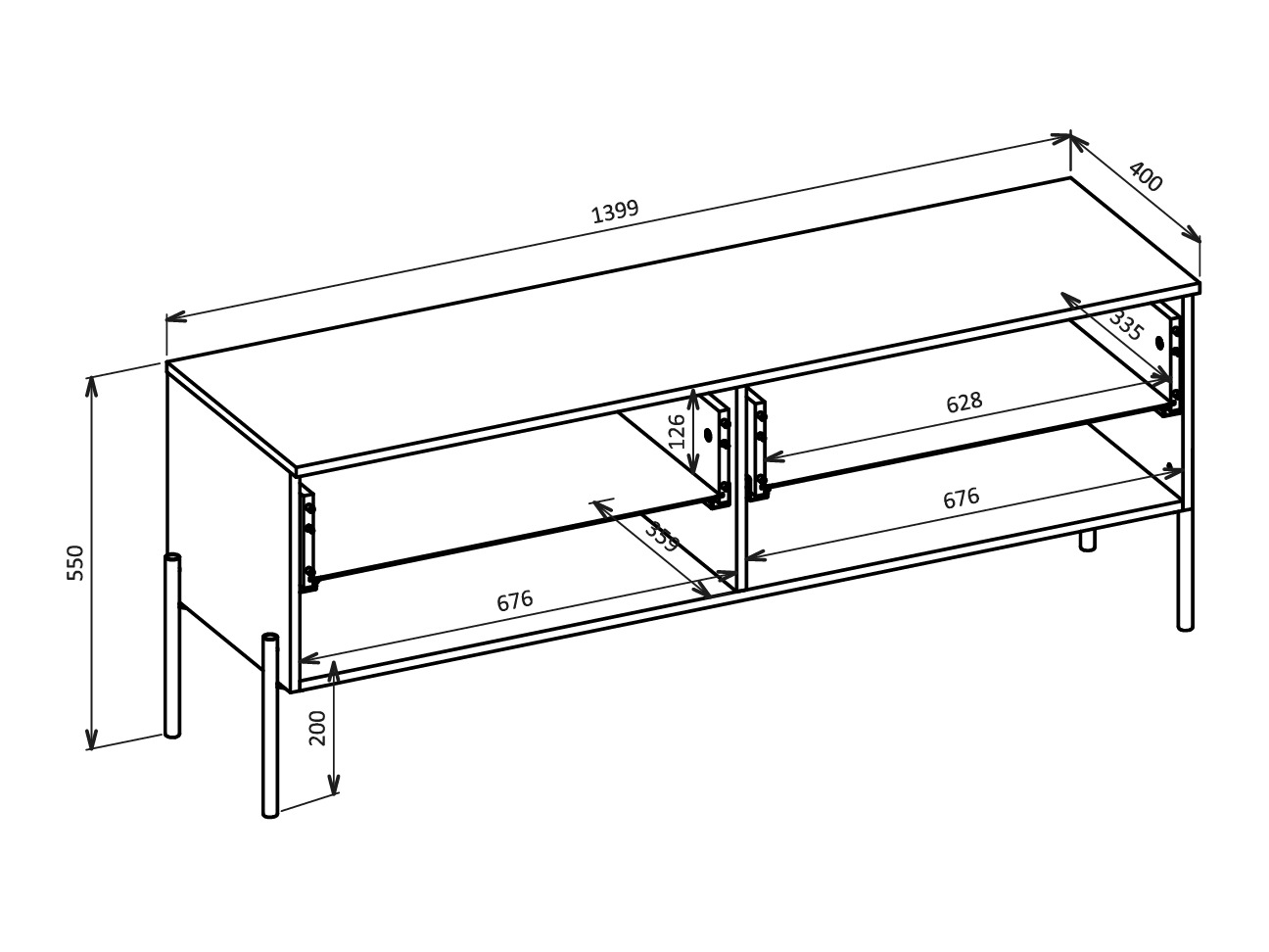 TV komoda Levtenu 109 (Hrast + Kašmir)