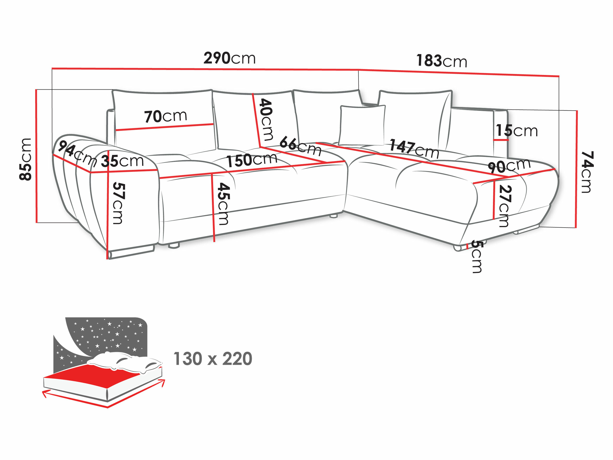 Ugaona sofa Camden 107 (Velo 626)