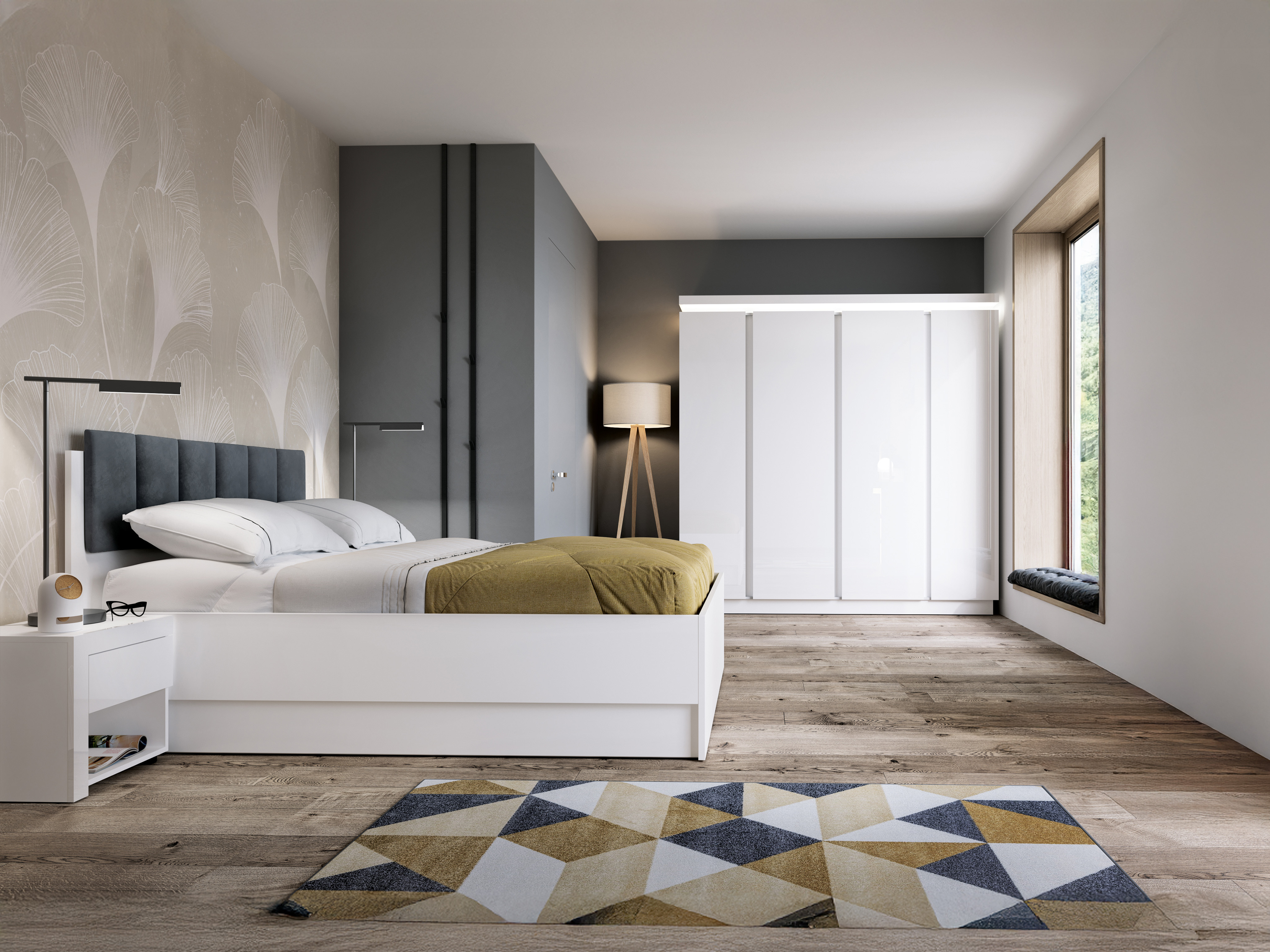 Set spavaća soba Feldeli 122 (Belo + Sjajno belo)