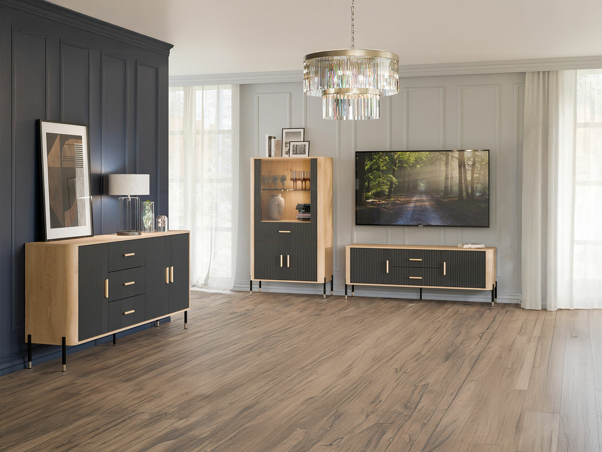 Set za dnevnu sobu Flosora 147 (Antracit)