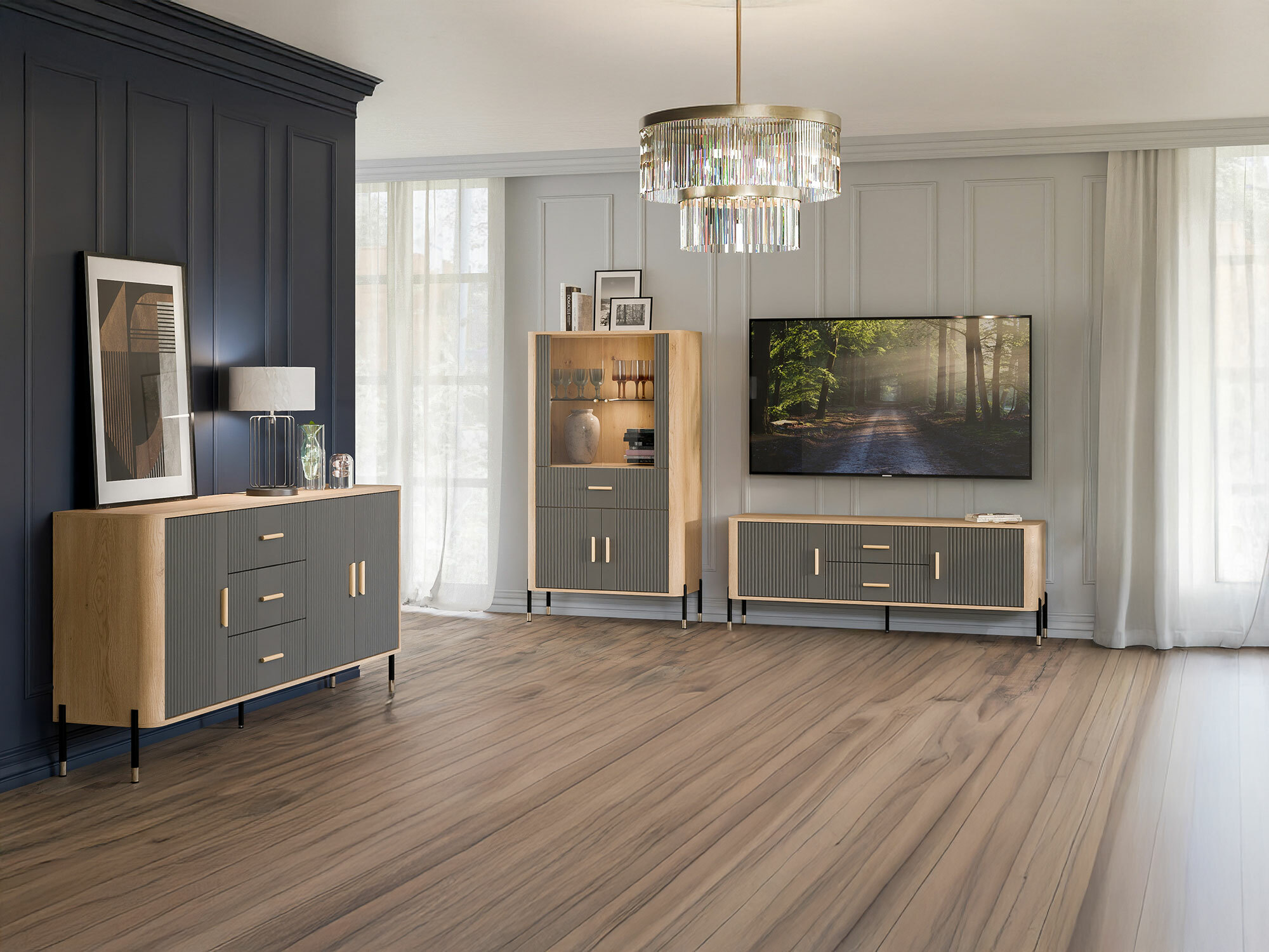 Set za dnevnu sobu Flosora 147 (Sivo)