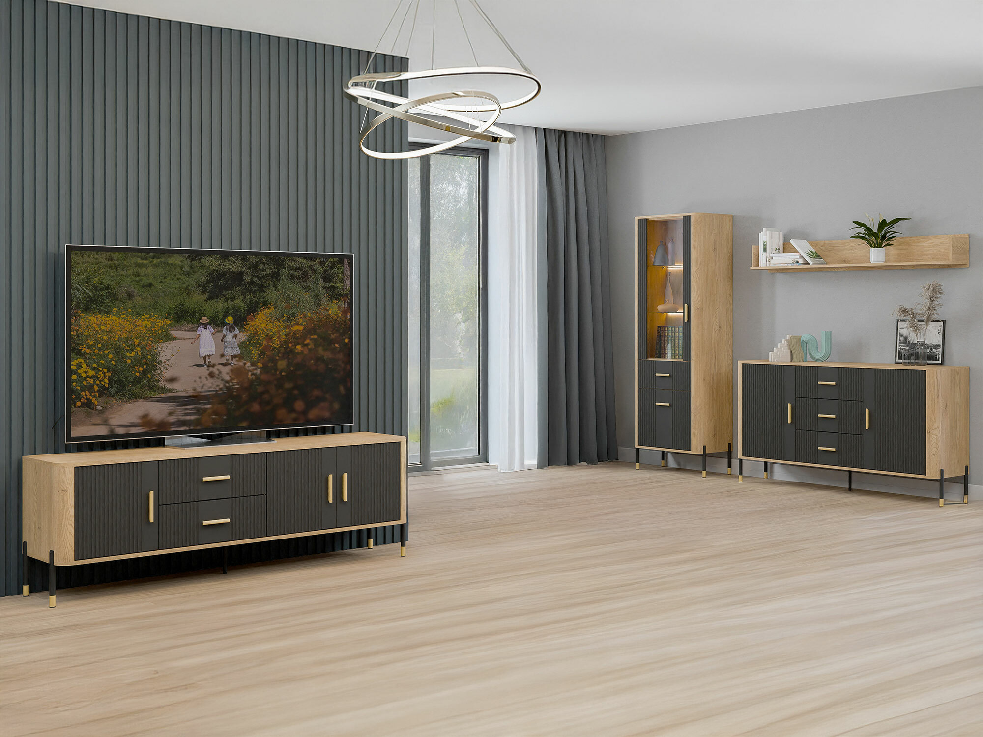 Set za dnevnu sobu Flosora 148 (Antracit)