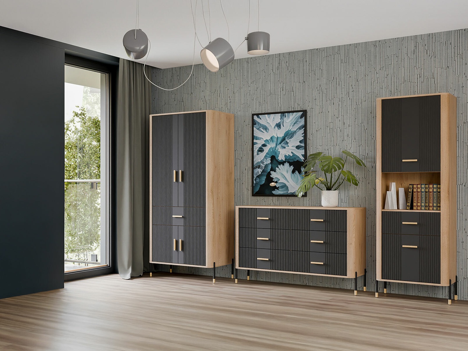Set za dnevnu sobu Flosora 149 (Antracit)