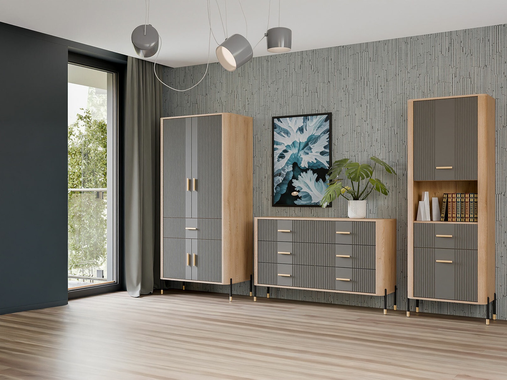 Set za dnevnu sobu Flosora 149 (Sivo)