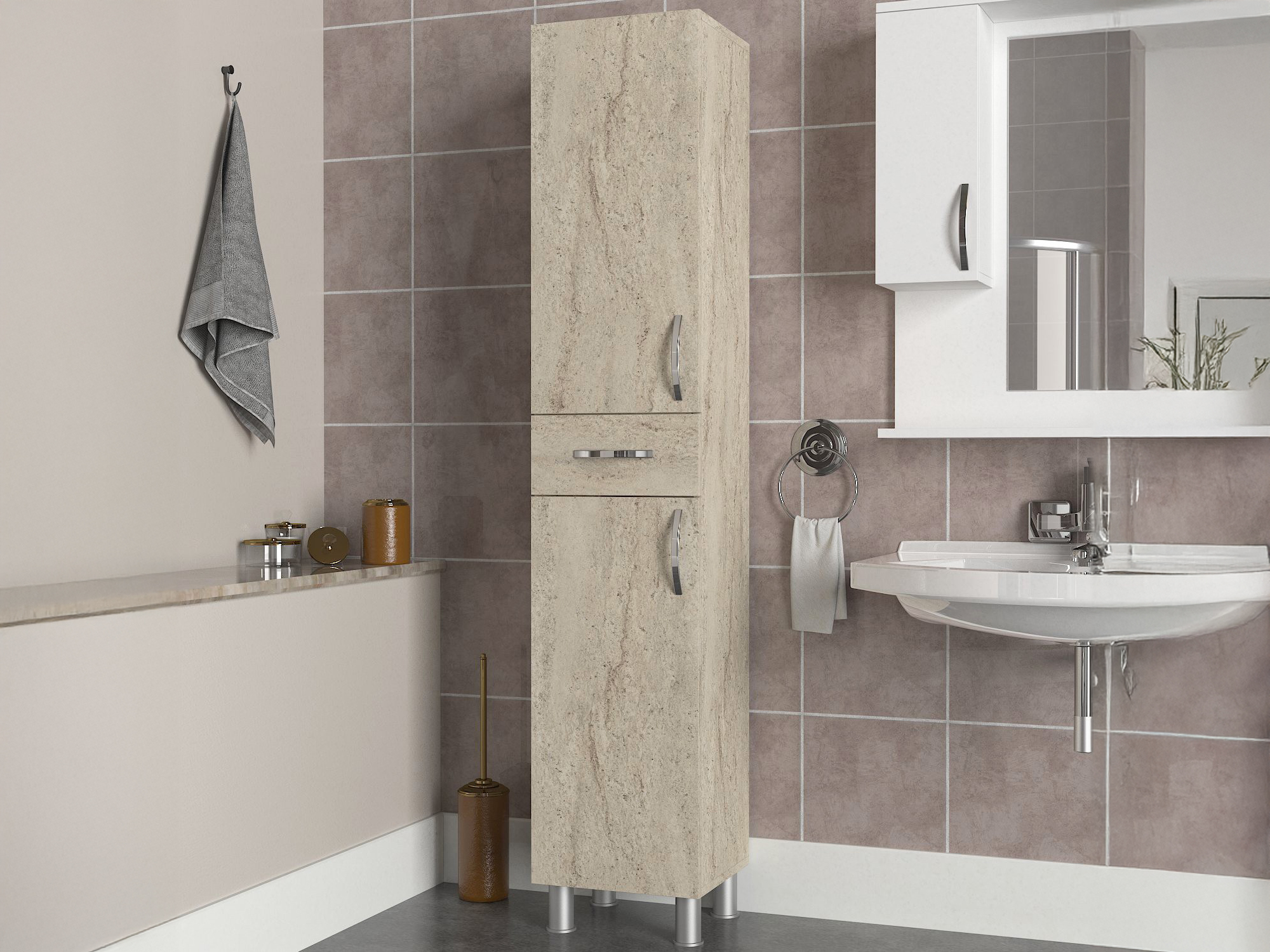 Samostojeći kupatilski ormarić Kailua 2657 (Svetlo Travertine)