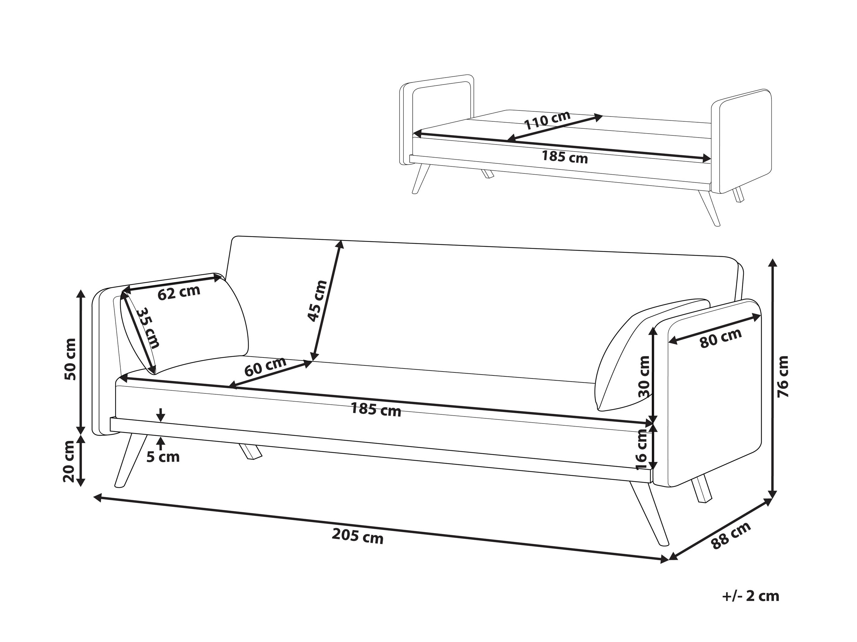 Sofa na razvlačenje Berwyn 2821 (Crvena)
