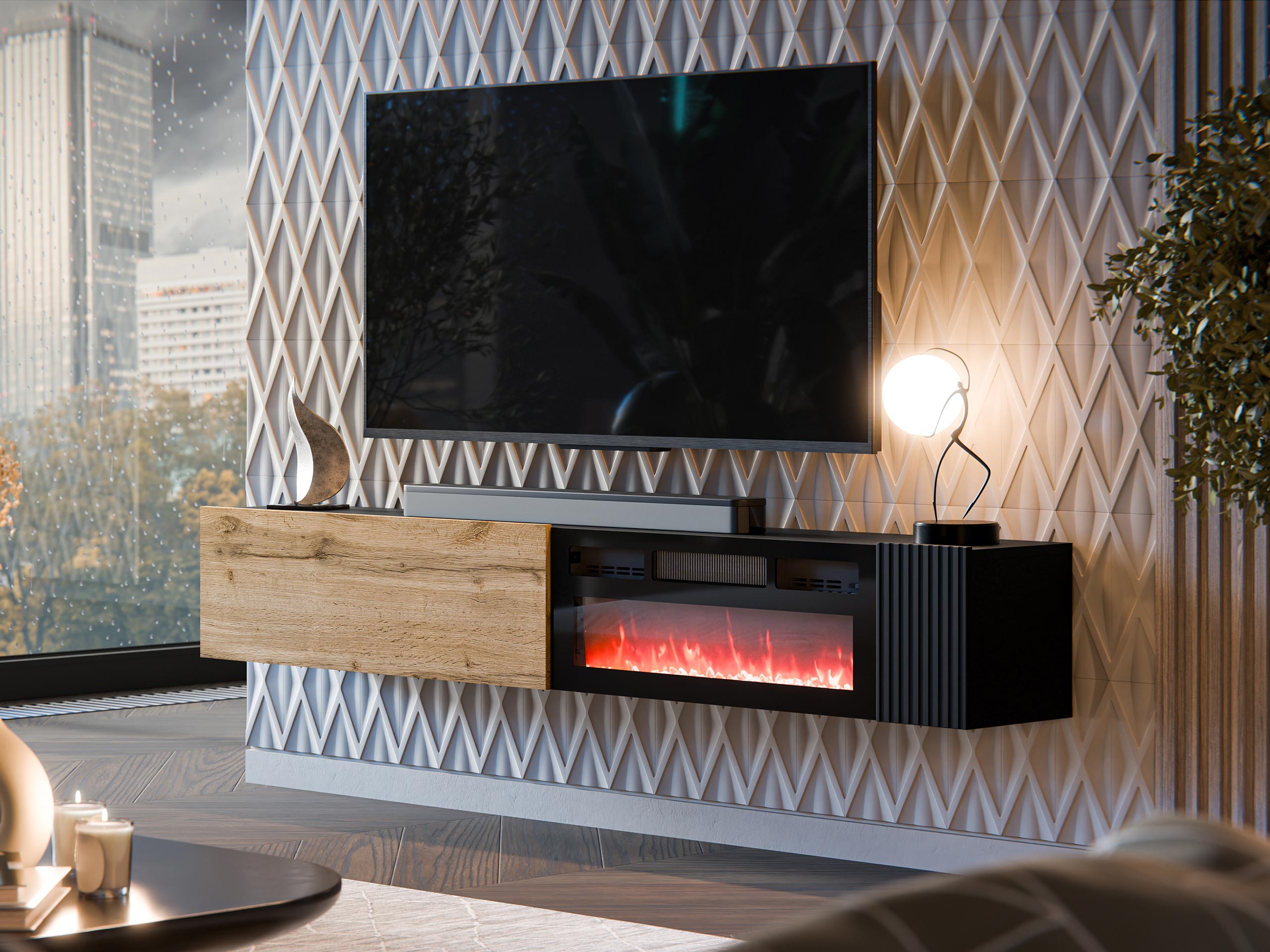 TV sto Calveru 110 (Вотан храст + Crno)