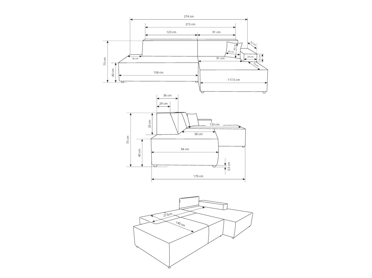 Ugaona sofa Kingston 187 (Dunšank 35)