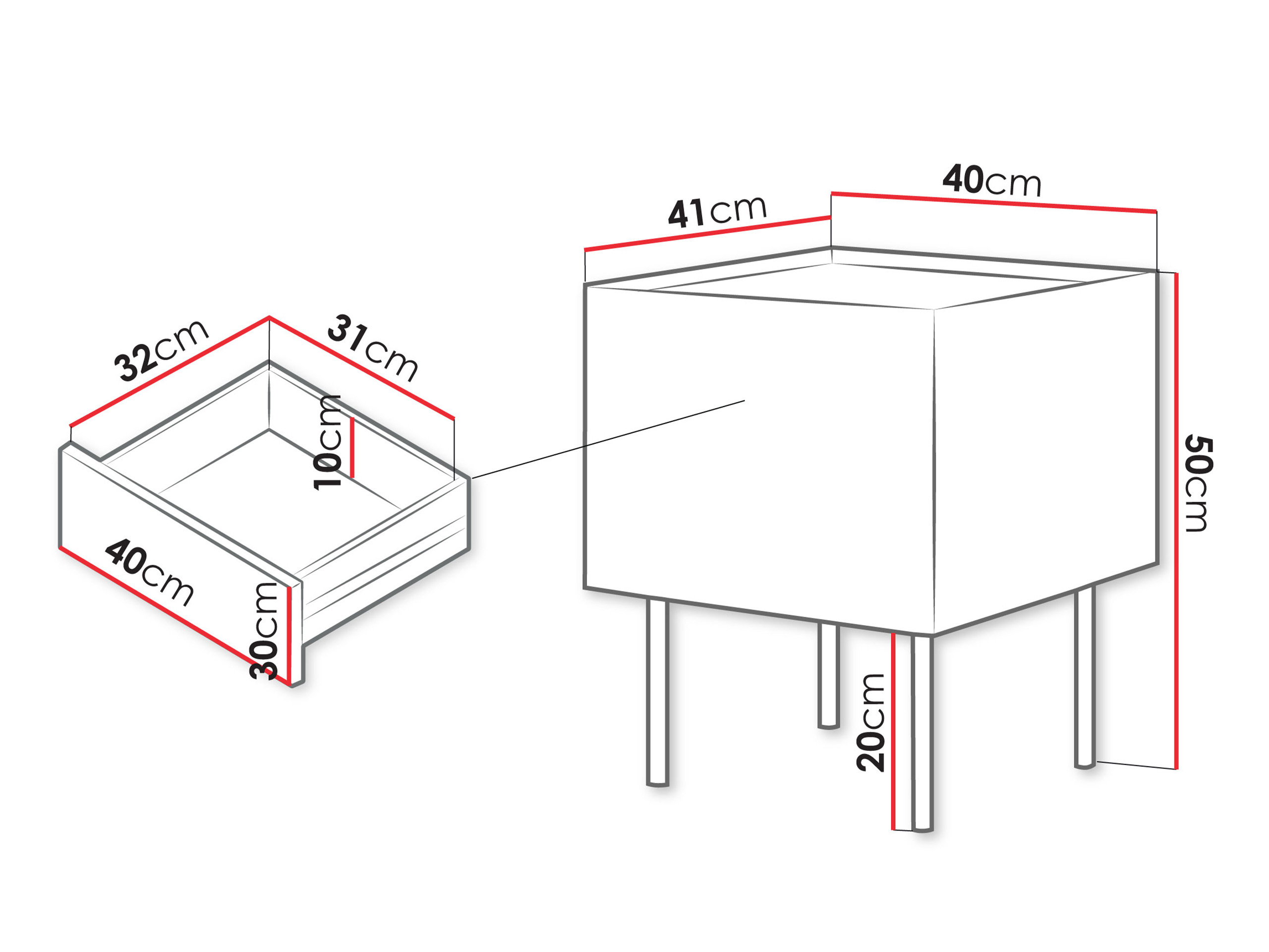 Set noćnih ormarića Melbela 108 (Kašmir + Hrast)