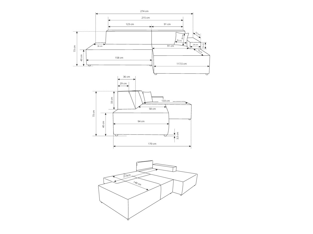 Ugaona sofa Kingston 187 (Dunšank 40)