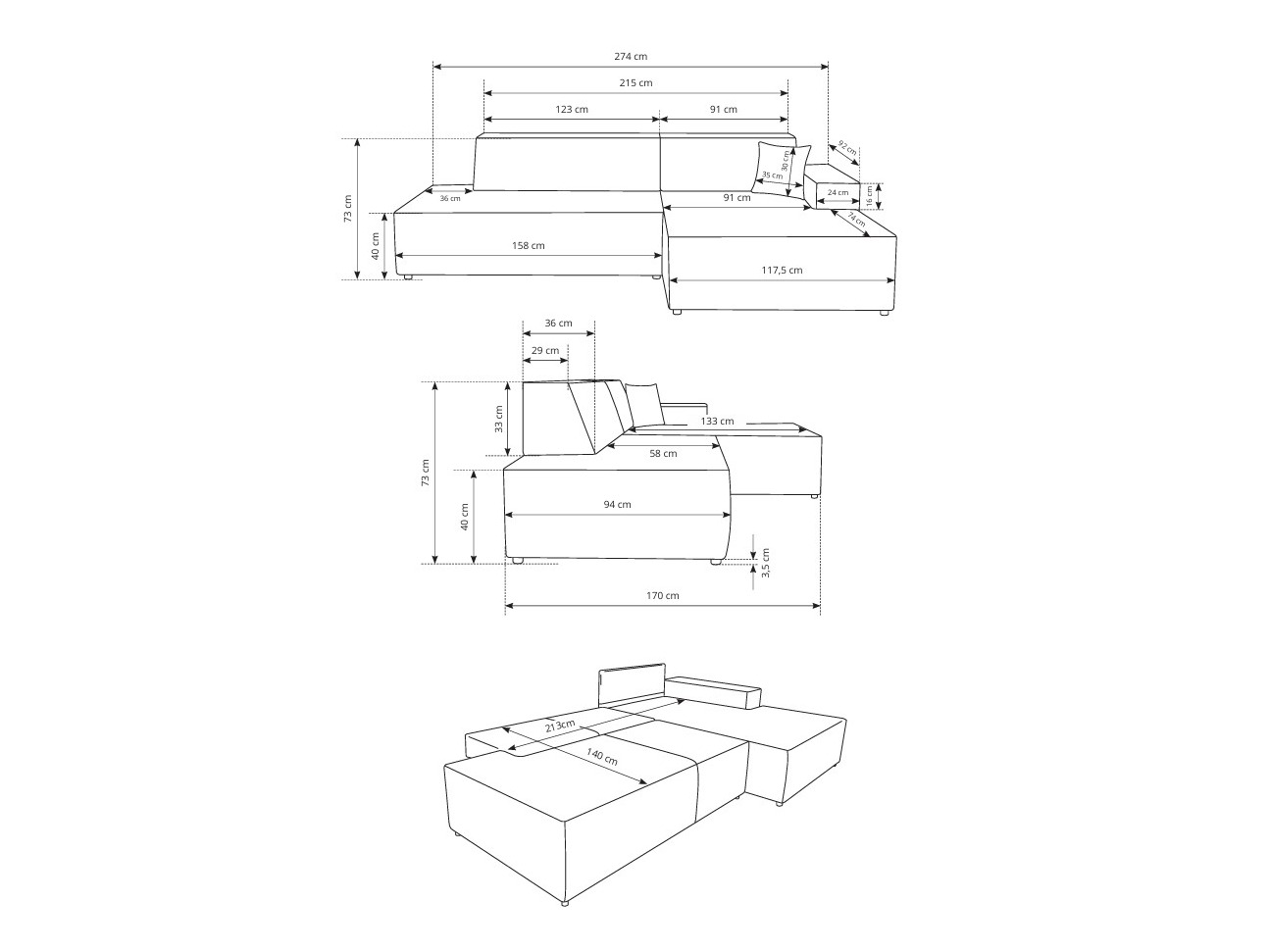 Ugaona sofa Kingston 187 (Dunšank 65)