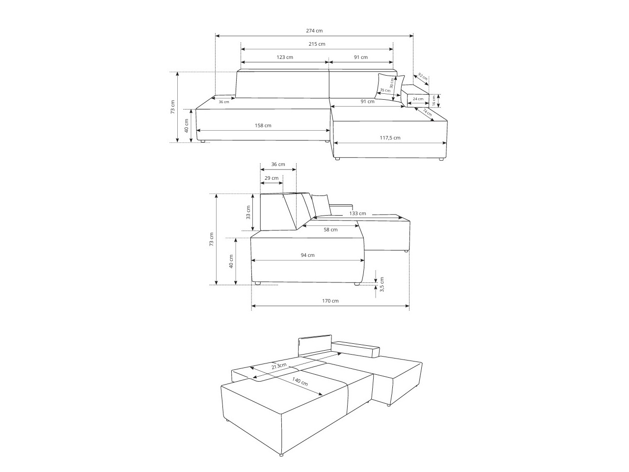 Ugaona sofa Kingston 187 (Dunšank 75)