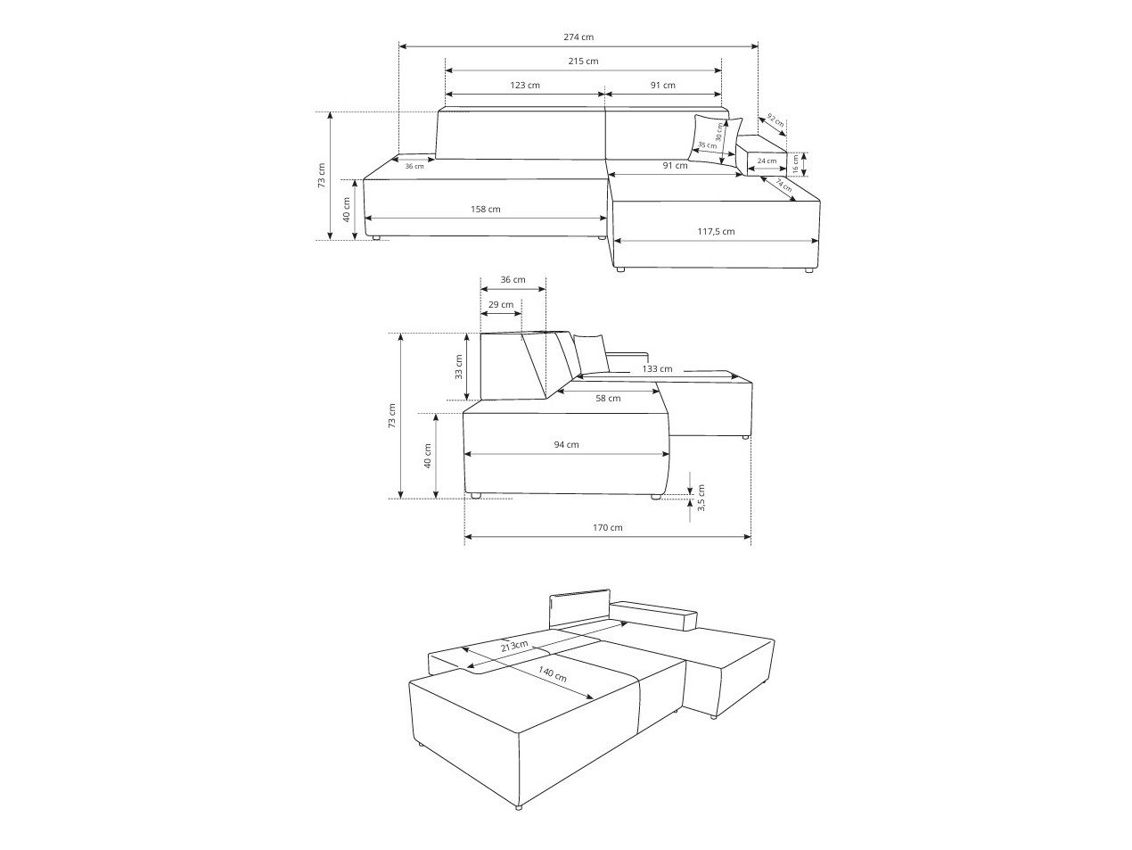 Ugaona sofa Kingston 187 (Dunšank 75)