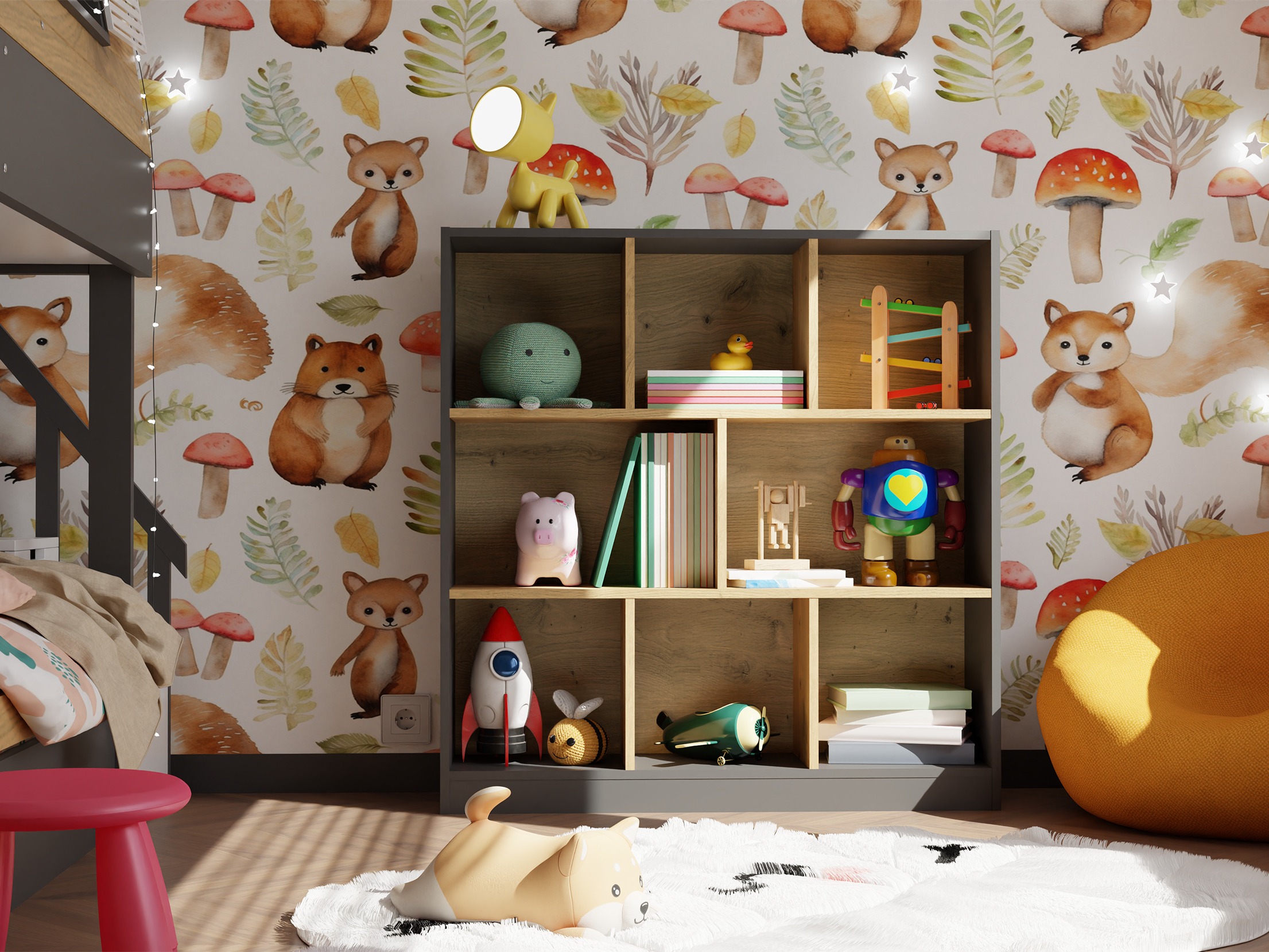 Polica Mandeville 307 (Antricit (ugalj) + Zanatski hrast)