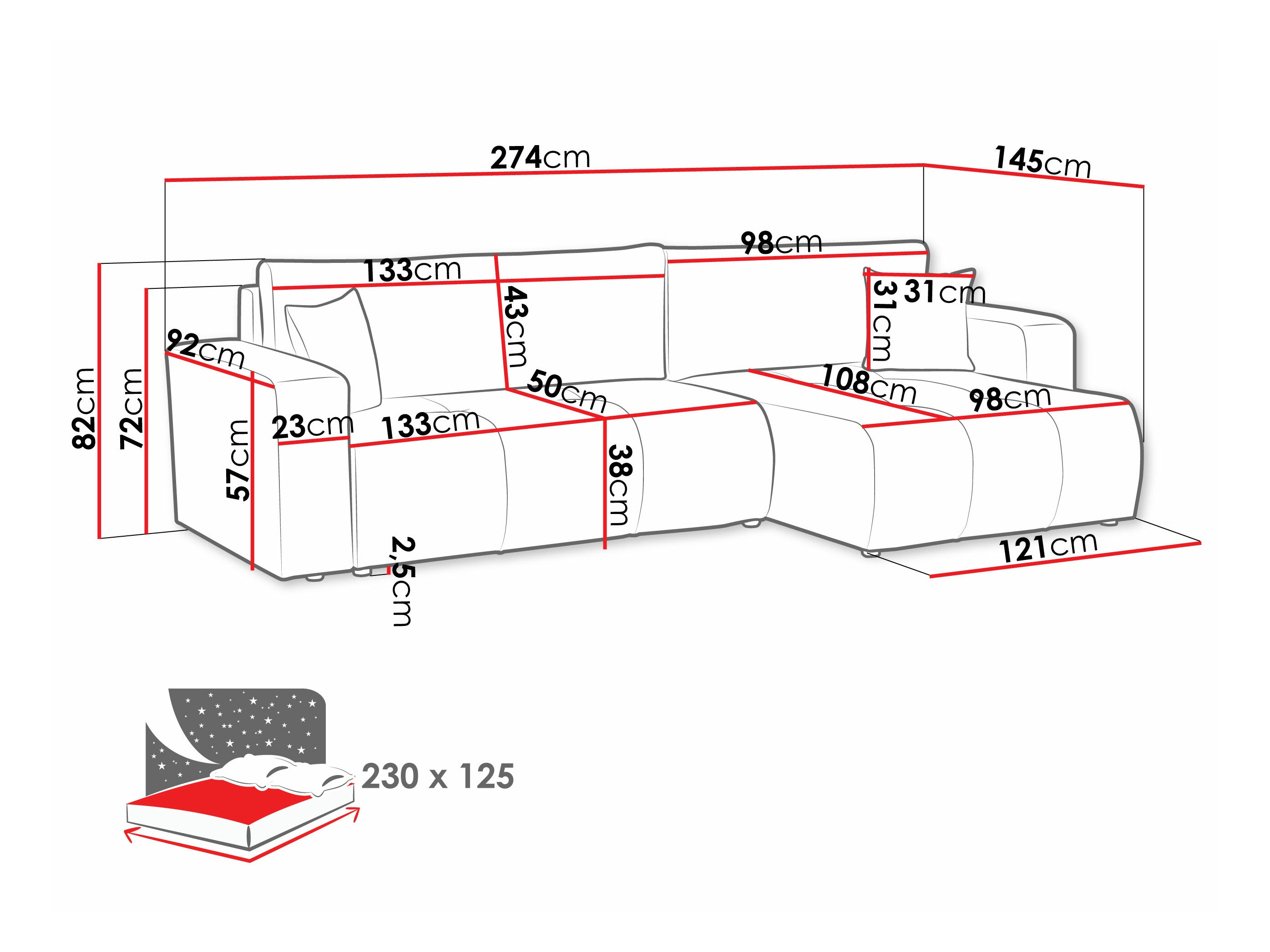 Ugaona sofa Comfivo 425 (Velo 626)